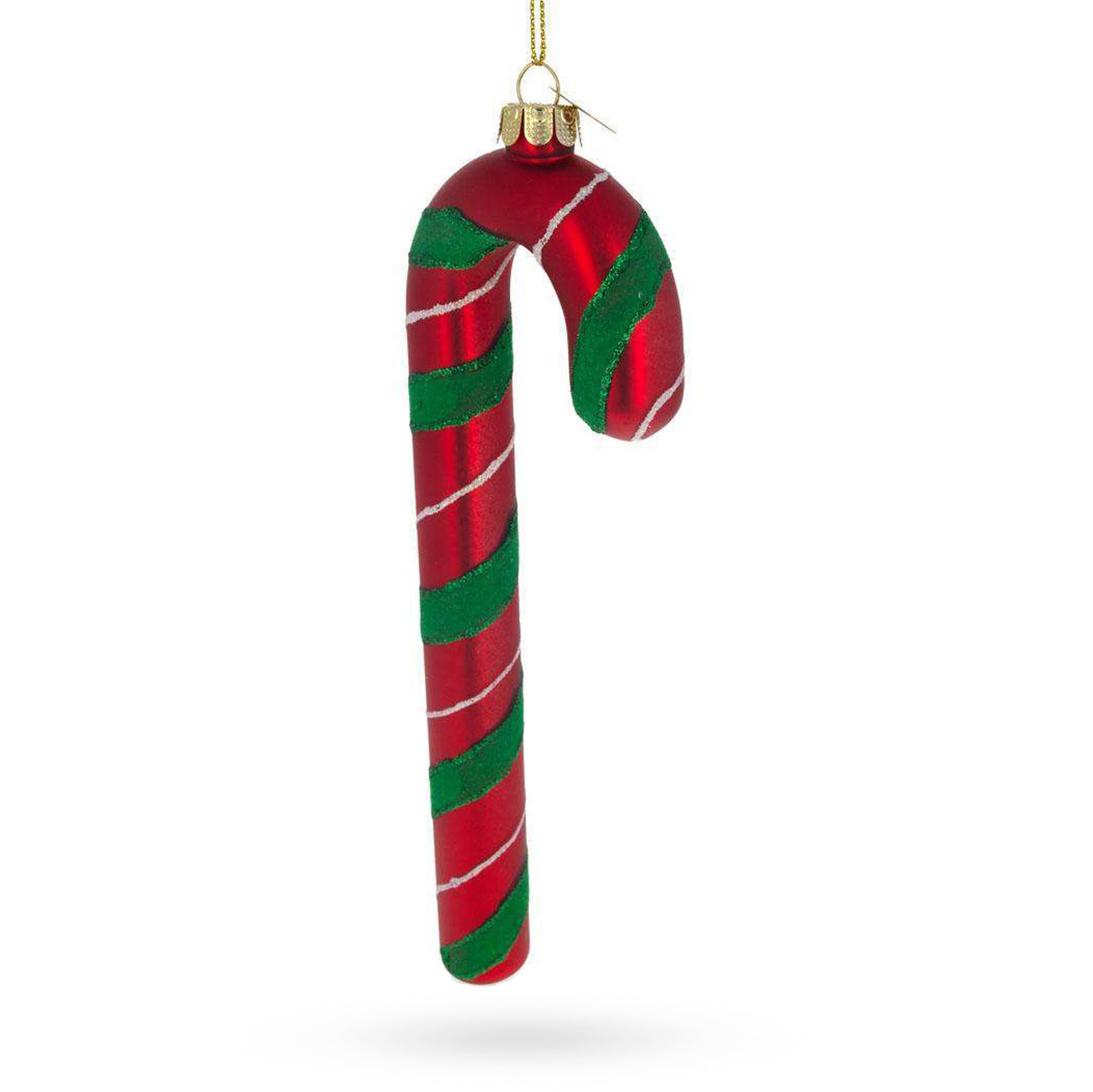 Festive Striped Candy Cane - Blown Glass Christmas Ornament