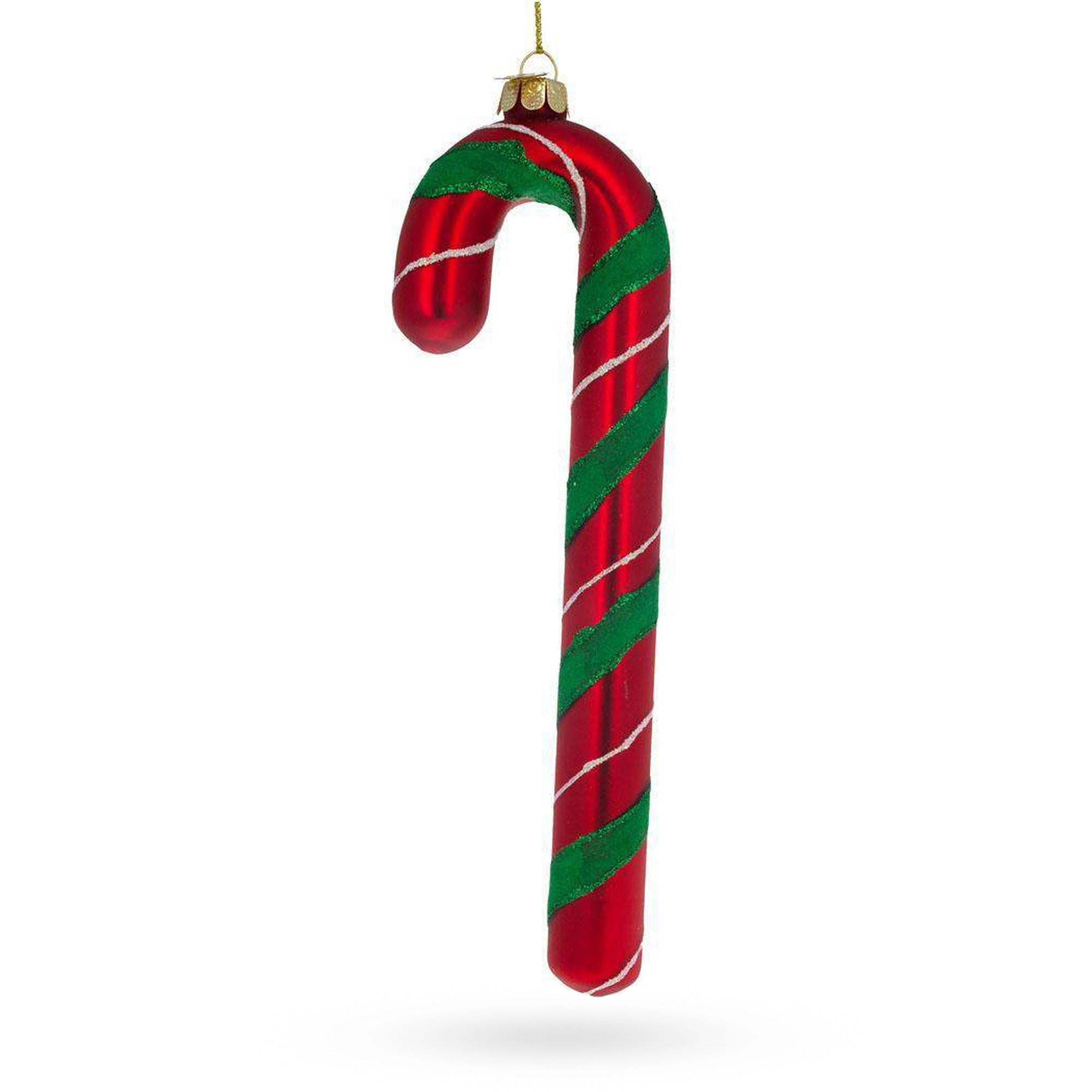 Festive Striped Candy Cane - Blown Glass Christmas Ornament