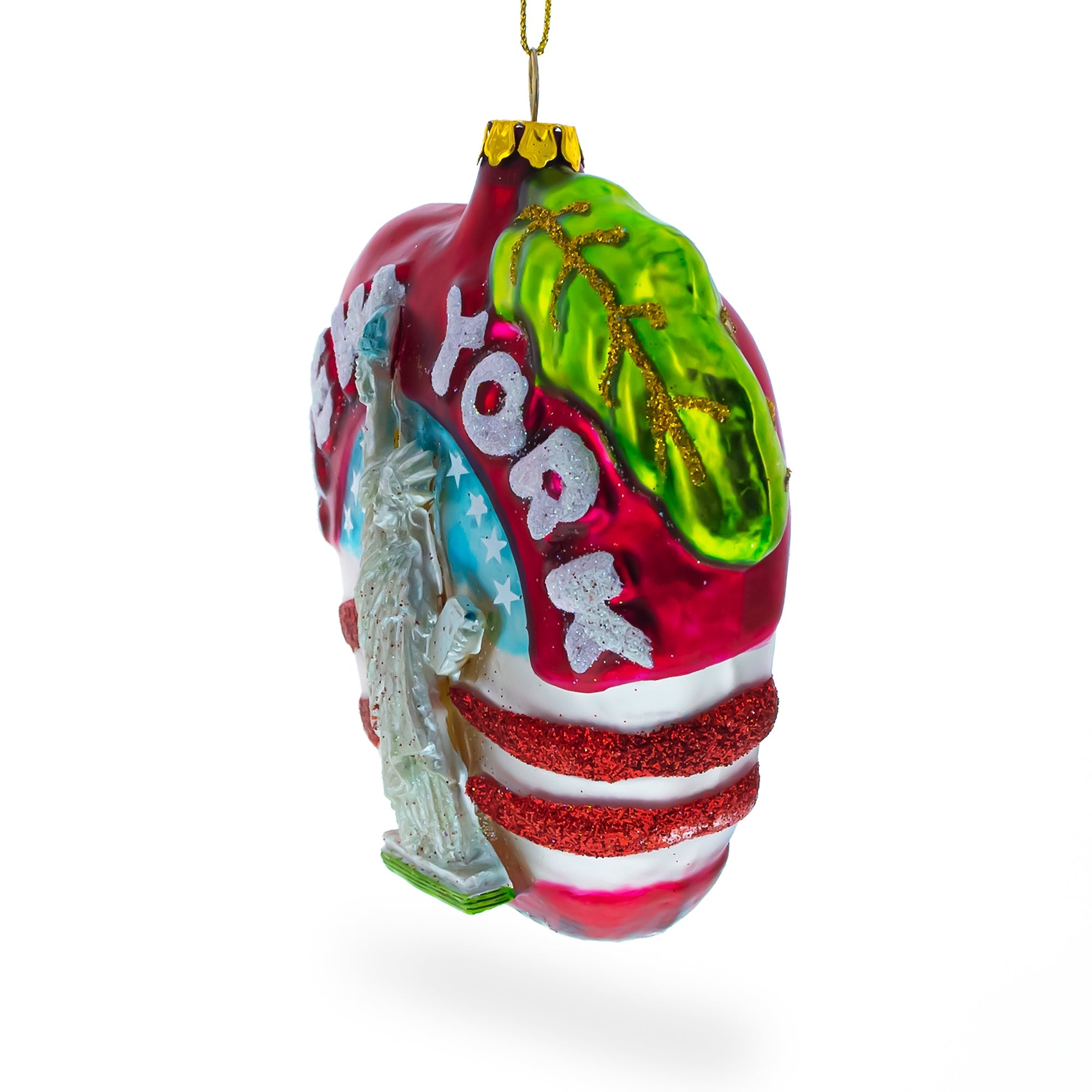 New York City Apple Symbol - Blown Glass Christmas Ornament