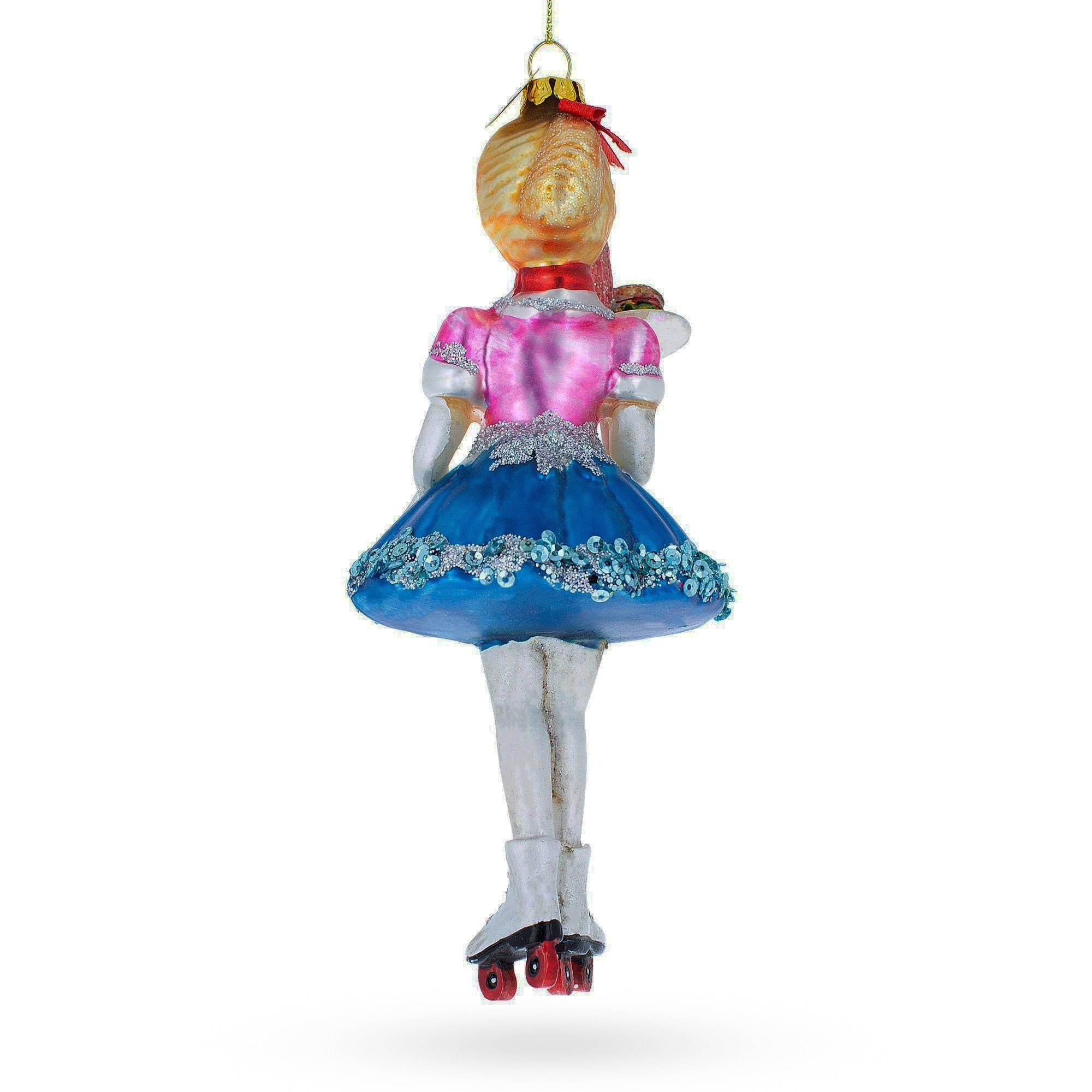 Attentive Waitress Carrying Food - Blown Glass Christmas Ornament