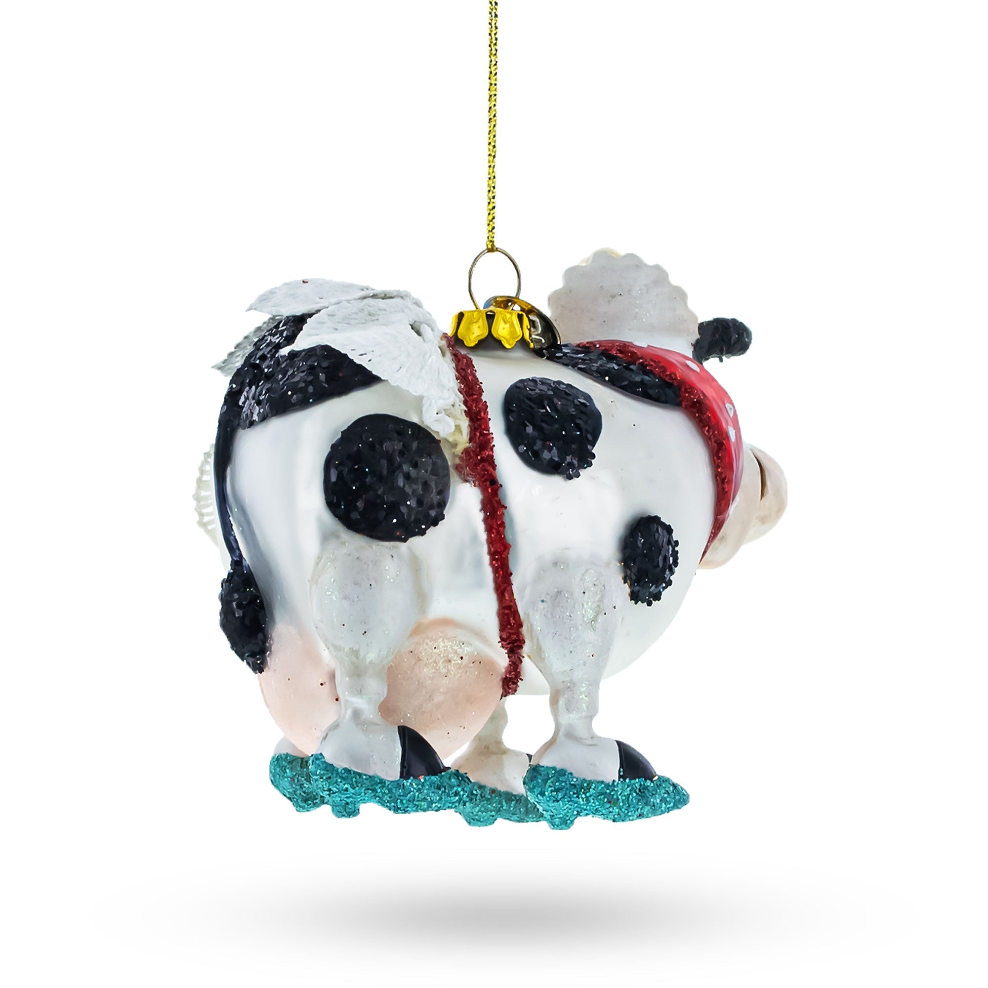 Fantastical Cow Sporting Wings - Blown Glass Christmas Ornament