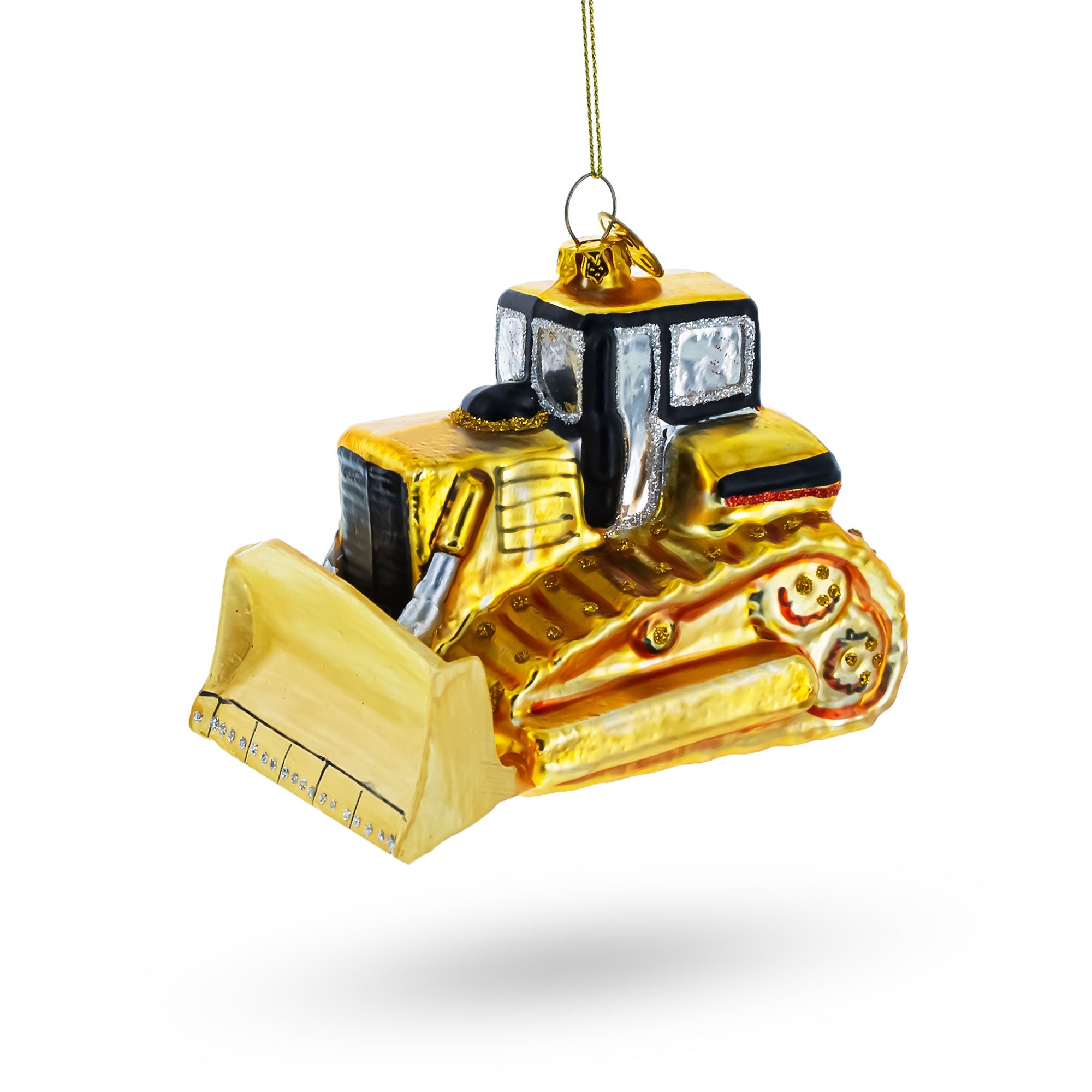 Rugged Bulldozer - Blown Glass Christmas Ornament