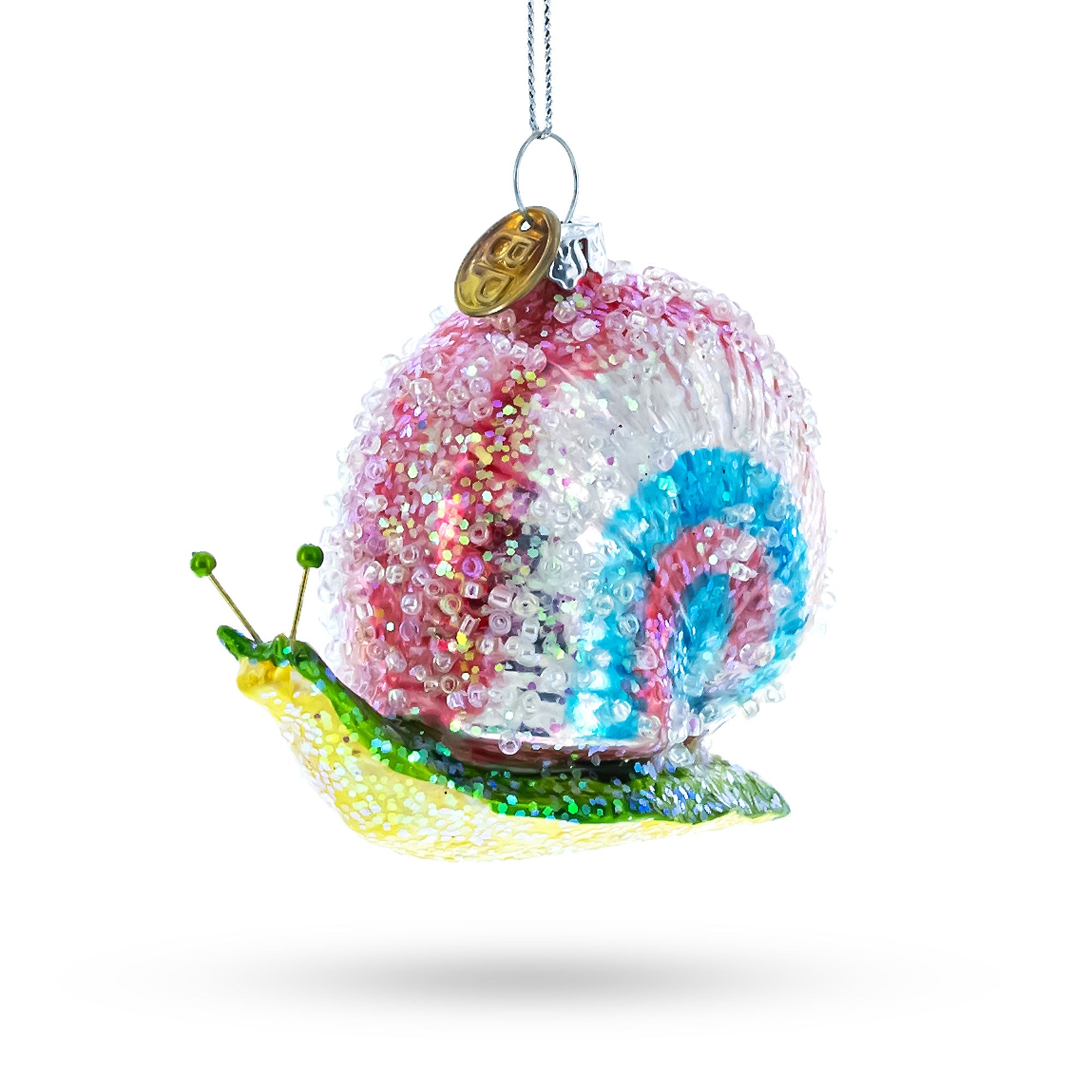 Vibrant Snail With Colorful Beads - Blown Glass Christmas Ornament