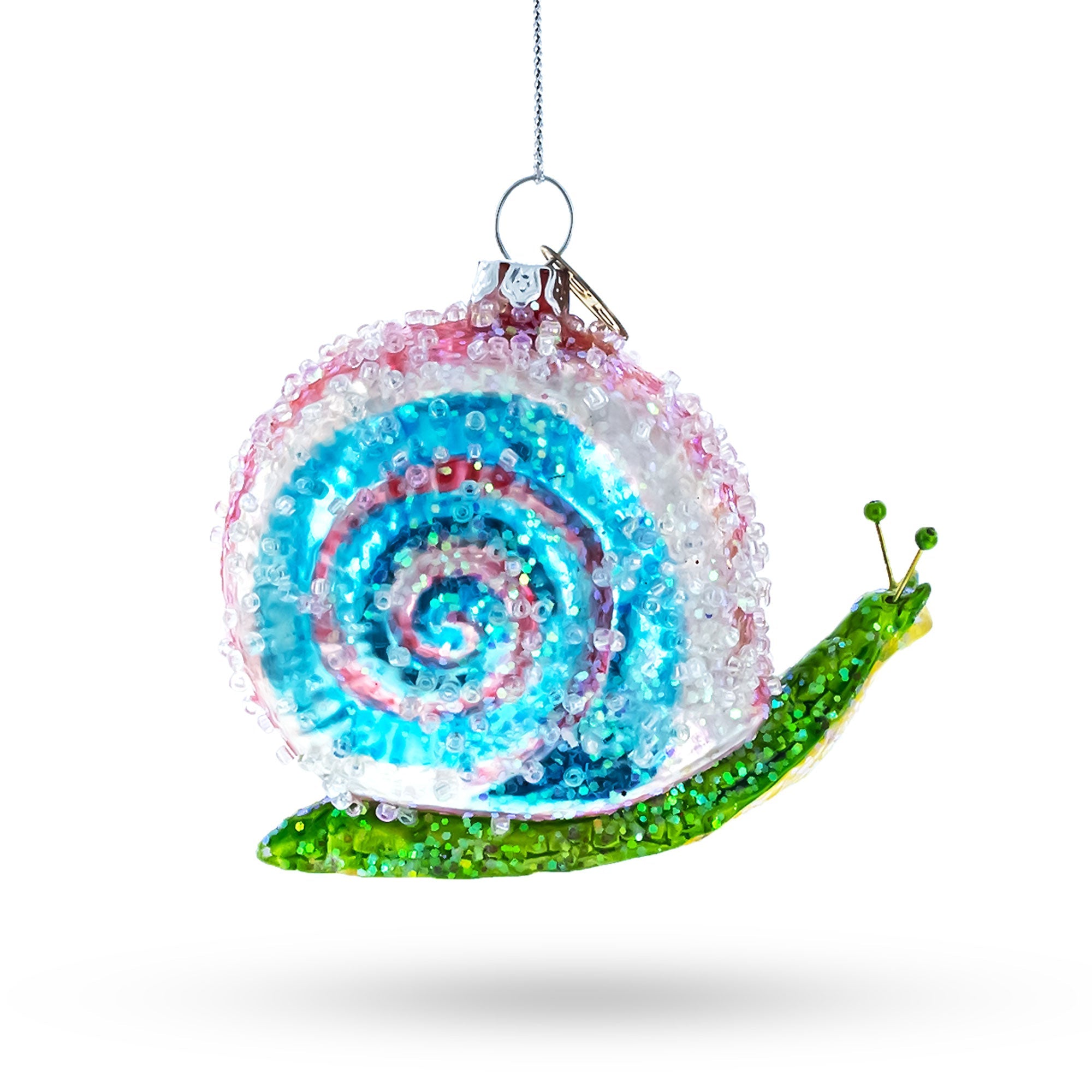 Vibrant Snail With Colorful Beads - Blown Glass Christmas Ornament