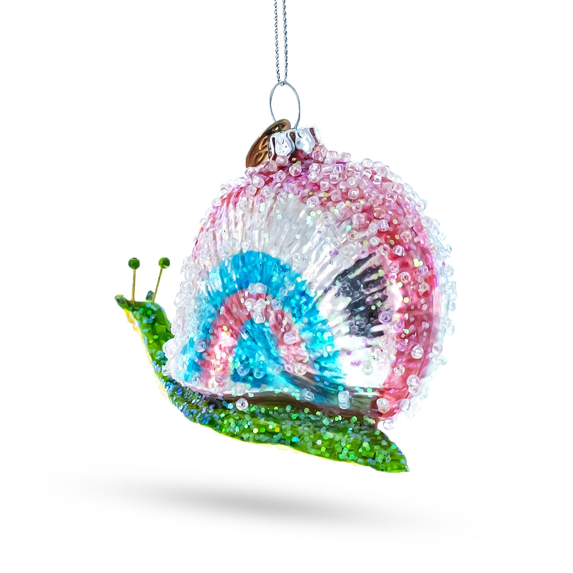 Vibrant Snail With Colorful Beads - Blown Glass Christmas Ornament