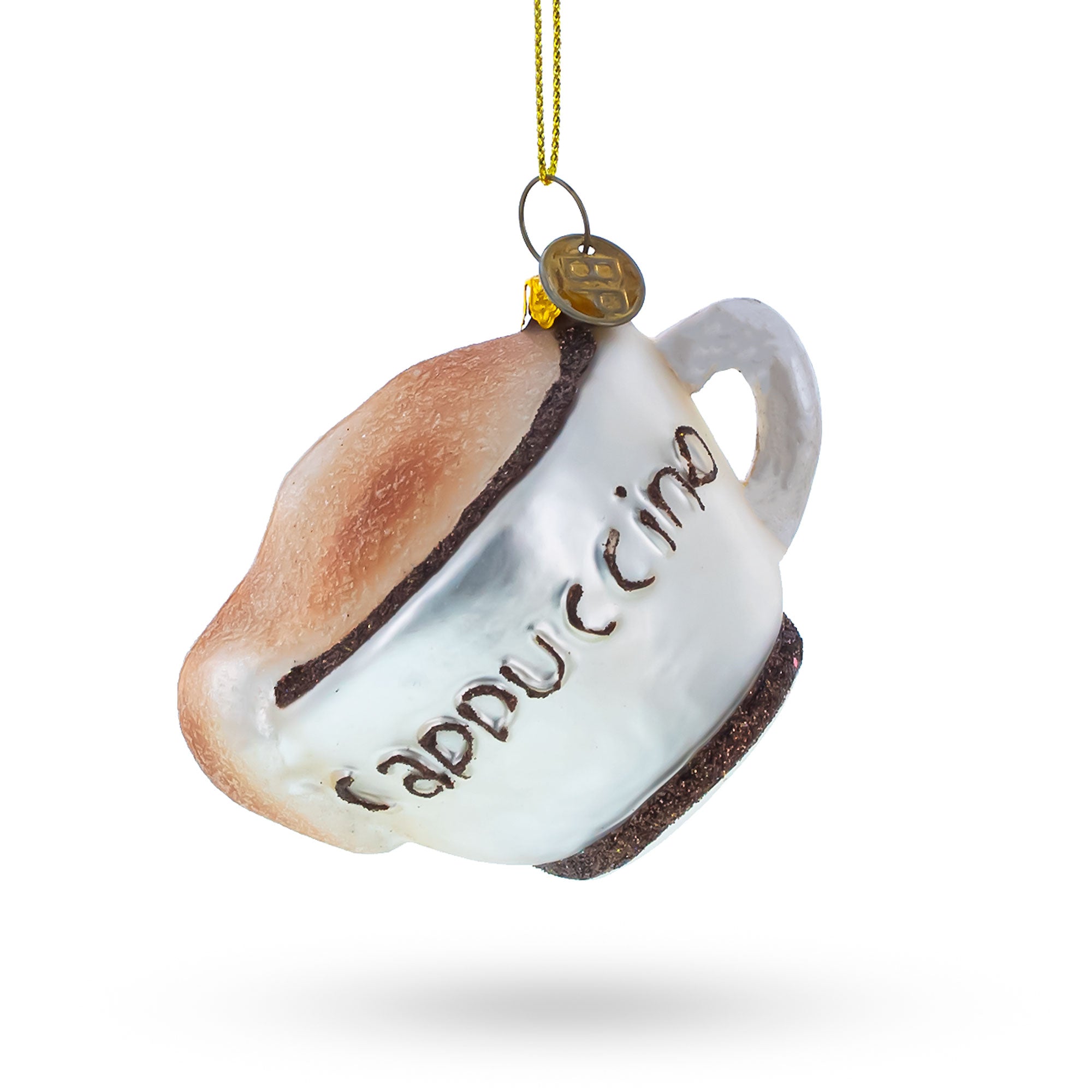 Steaming Cappuccino Cup - Blown Glass Christmas Ornament