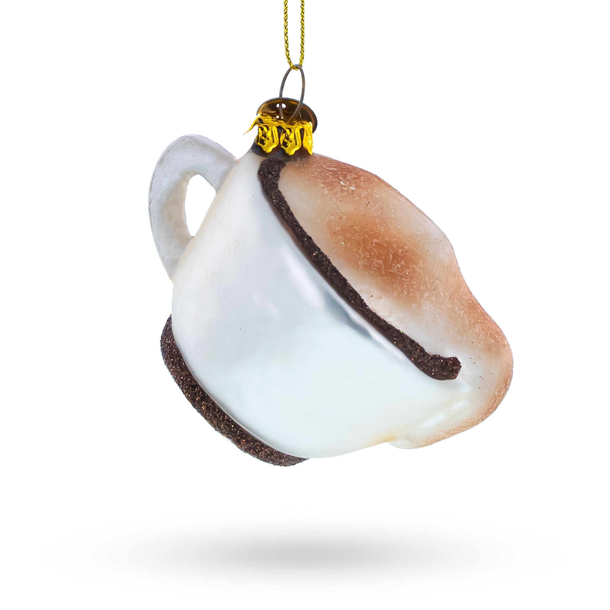 Steaming Cappuccino Cup - Blown Glass Christmas Ornament