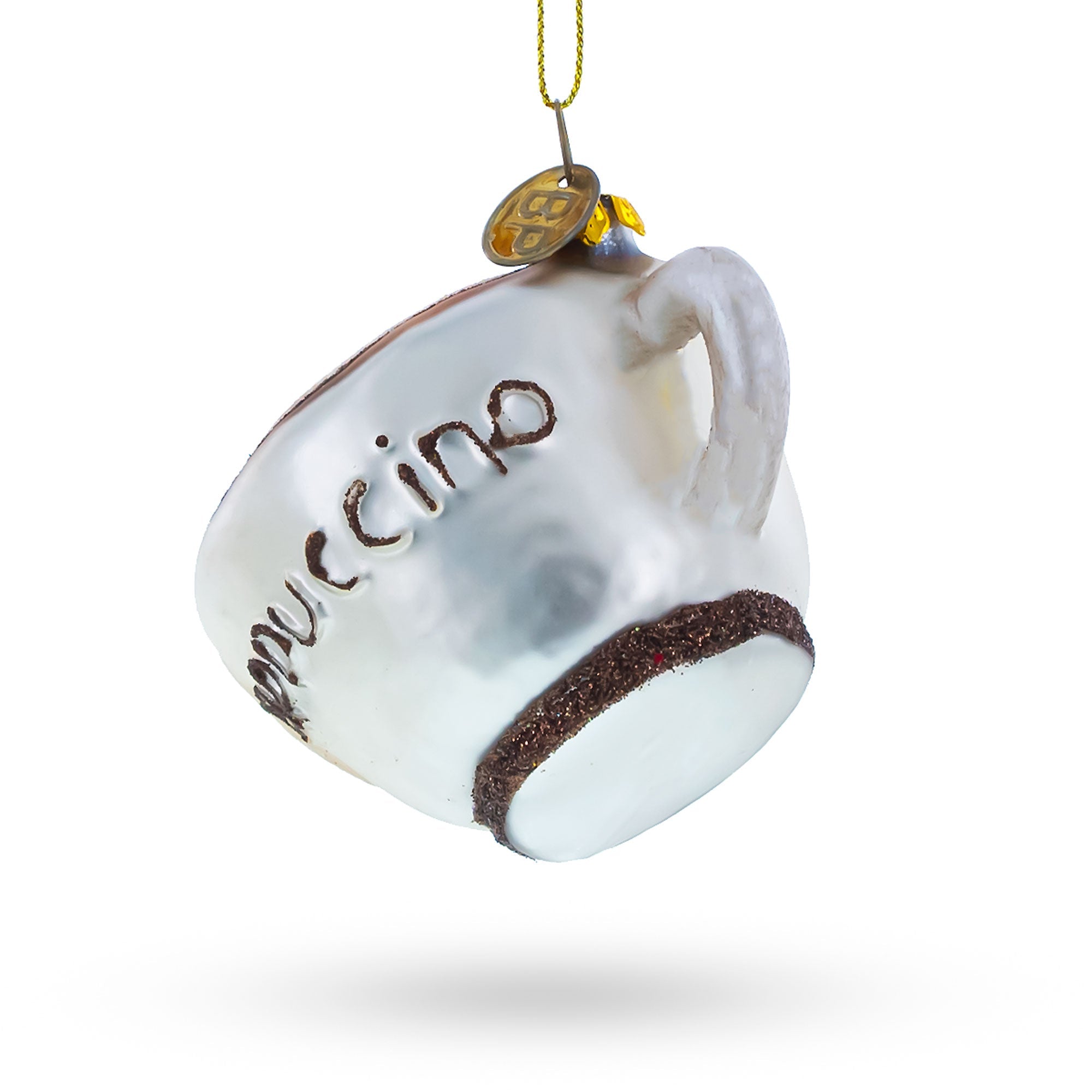 Steaming Cappuccino Cup - Blown Glass Christmas Ornament