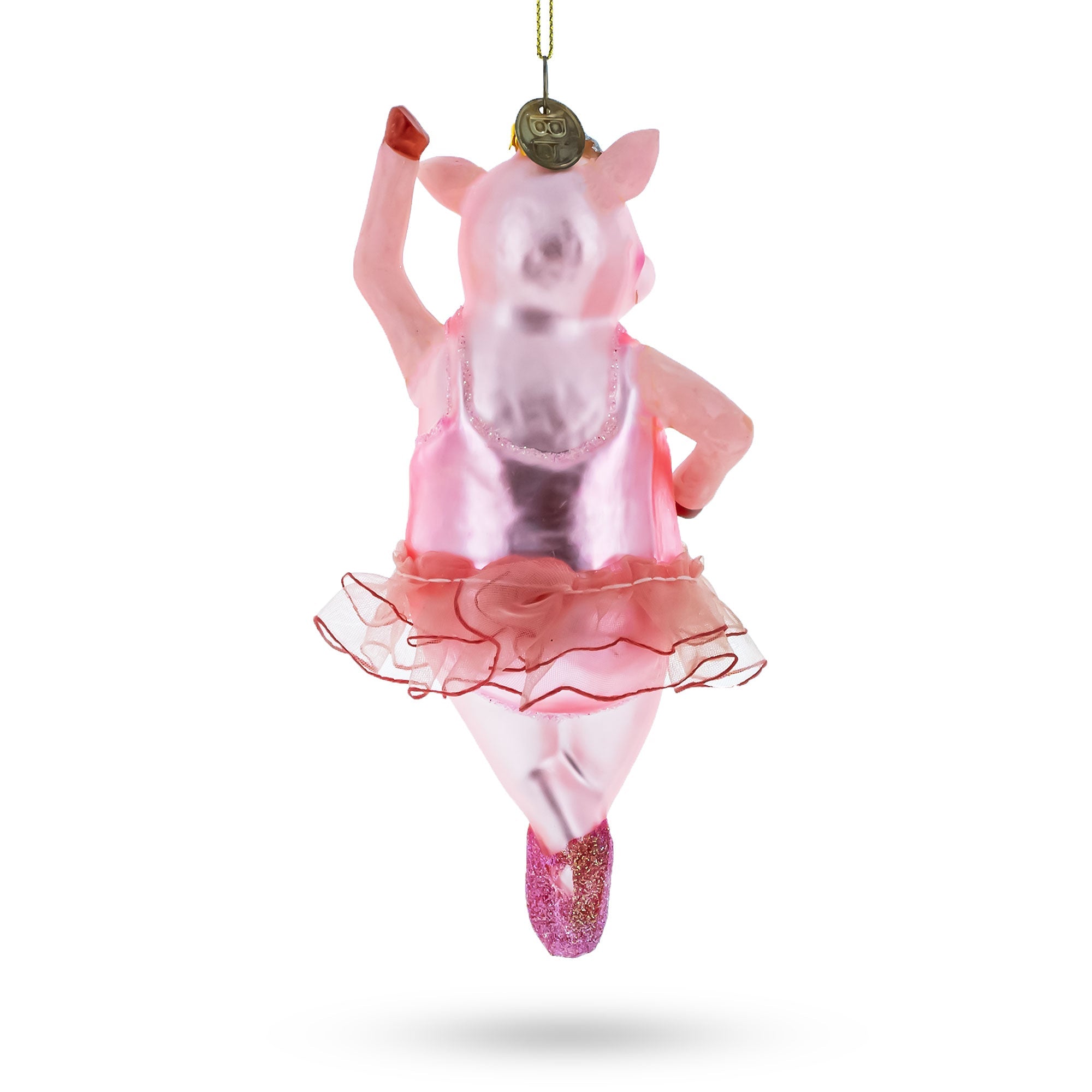 Graceful Pig Dancing Ballet - Blown Glass Christmas Ornament