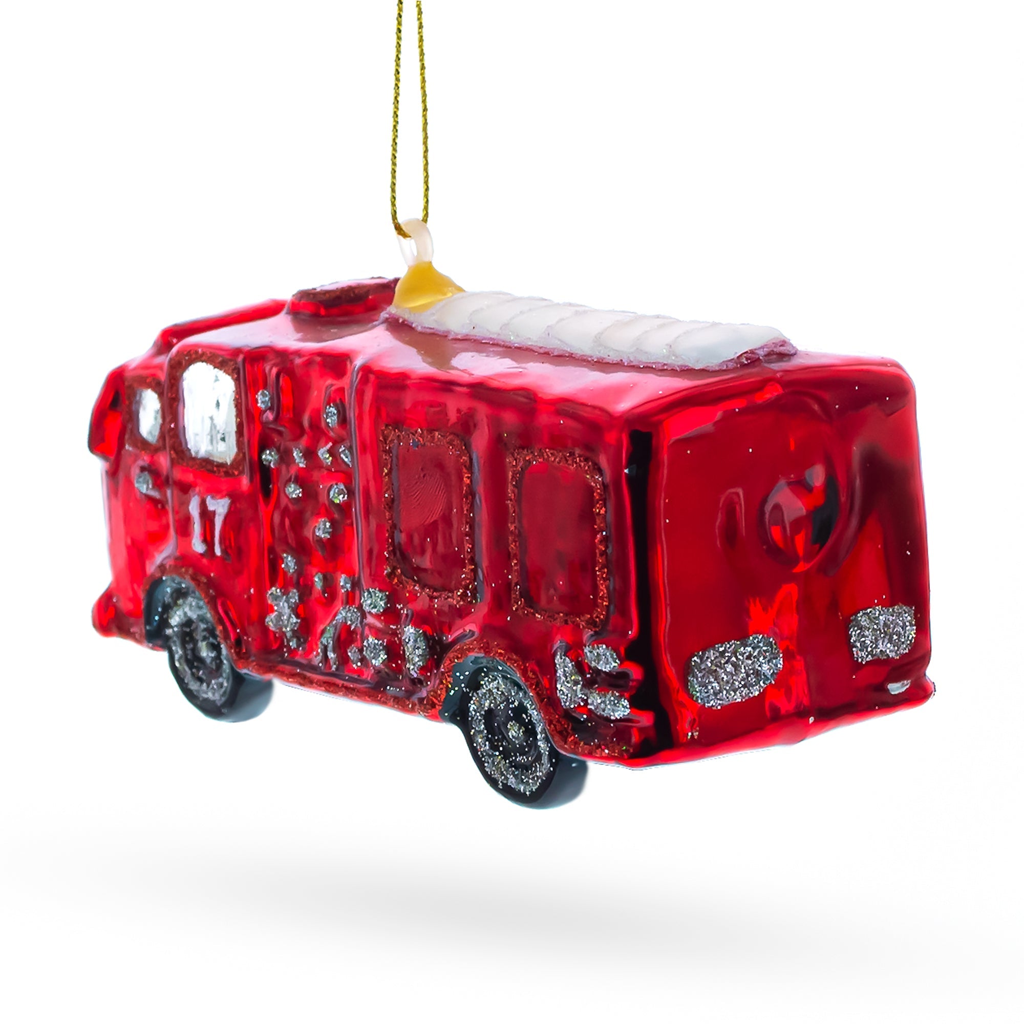 Classic Fire Truck - Blown Glass Christmas Ornament