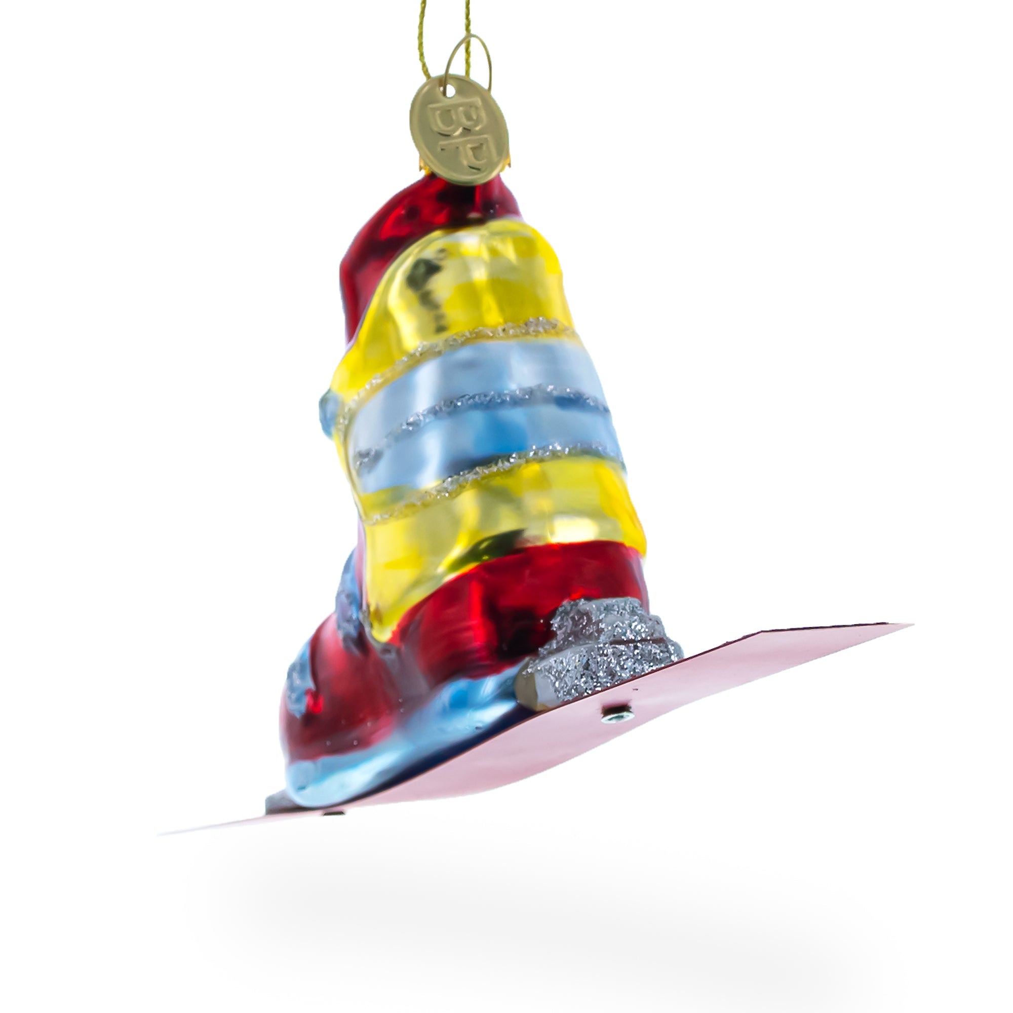 Alpine Adventure Ski Boot - Vibrant Blown Glass Christmas Ornament