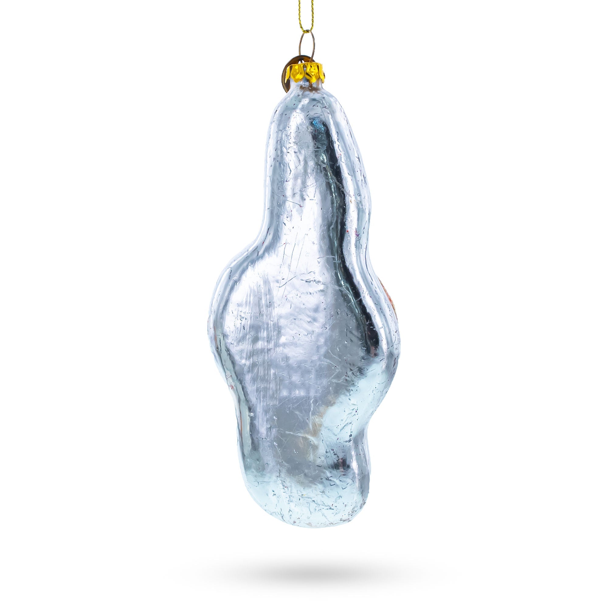 Melodic Musical Note With Poinsettia - Blown Glass Christmas Ornament