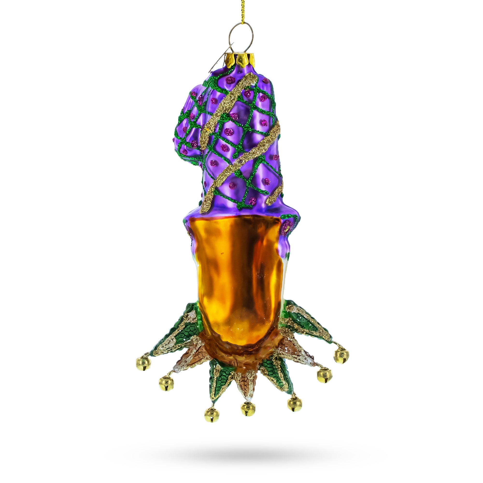 Vibrant Mardi Gras Mask - Blown Glass Christmas Ornament