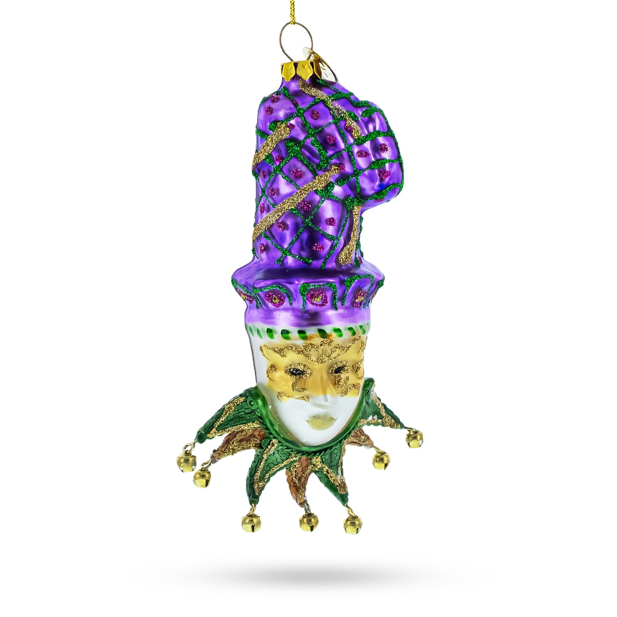 Vibrant Mardi Gras Mask - Blown Glass Christmas Ornament