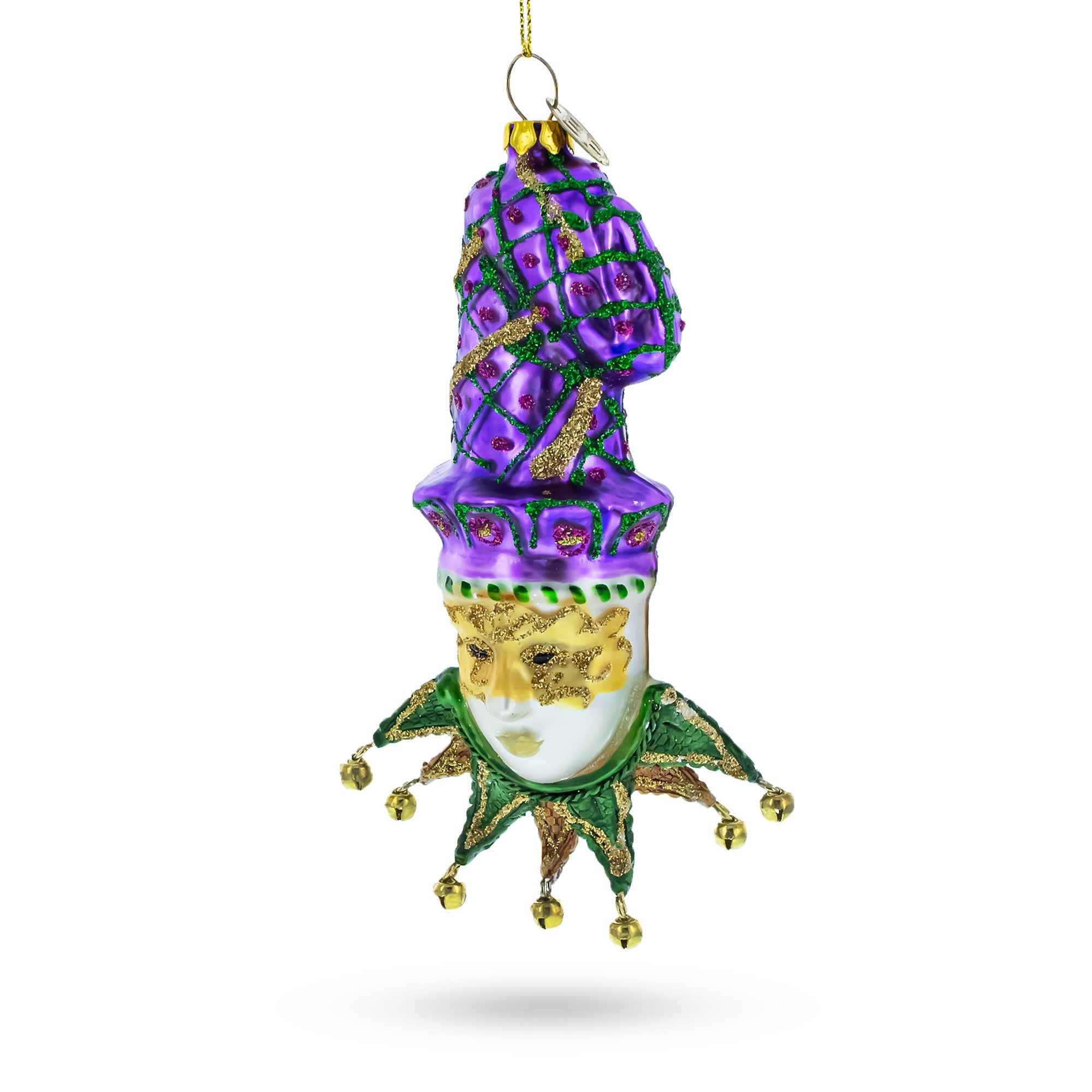 Vibrant Mardi Gras Mask - Blown Glass Christmas Ornament