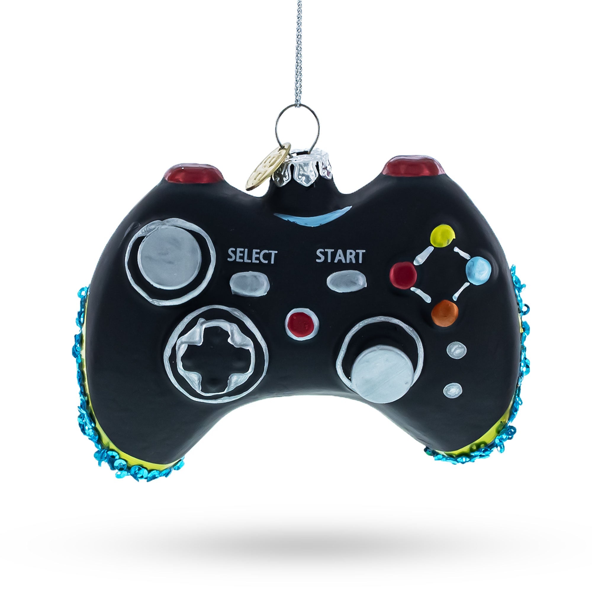 Interactive Black Video Game Controller - Blown Glass Christmas Ornament