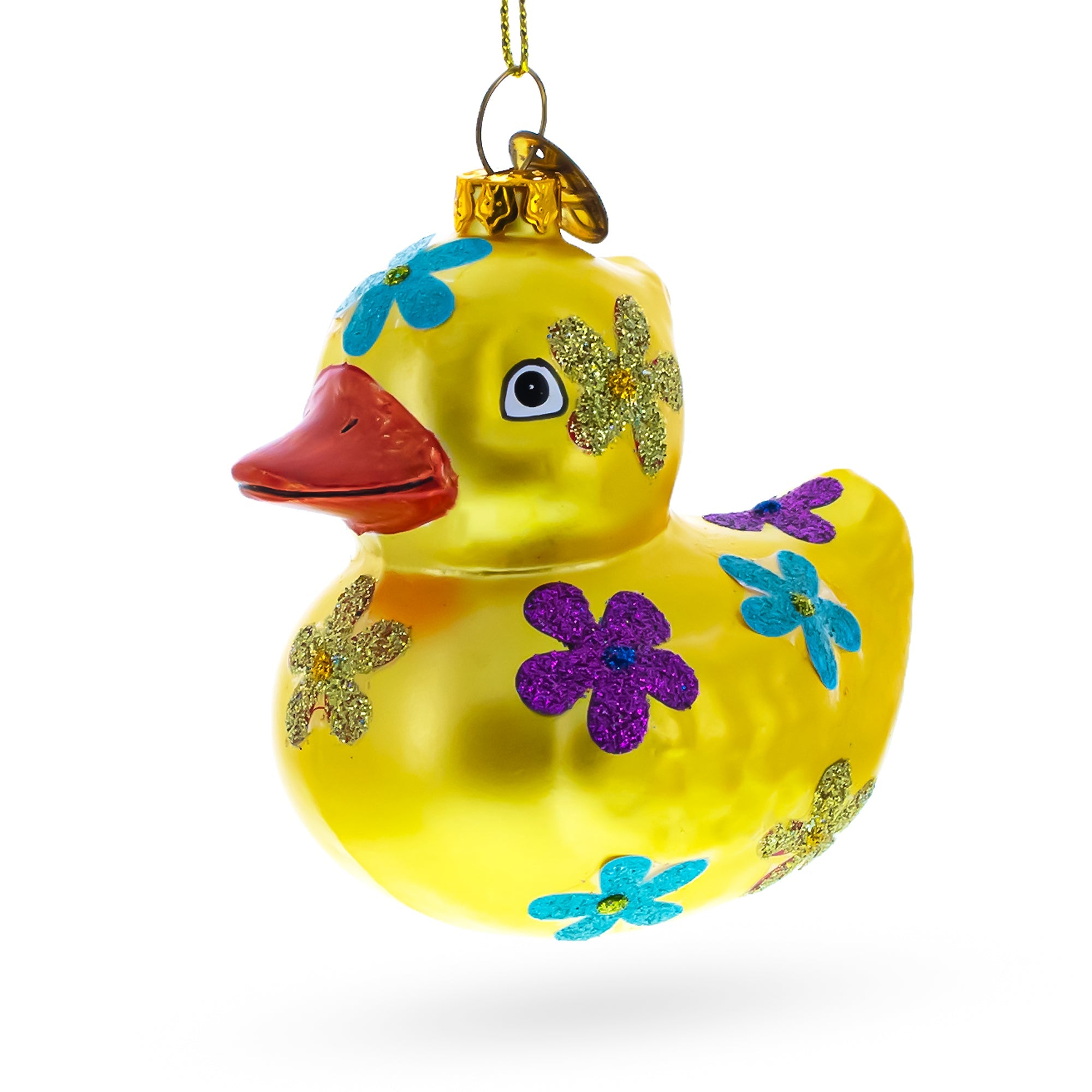 Cheerful Yellow Duck - Blown Glass Christmas Ornament