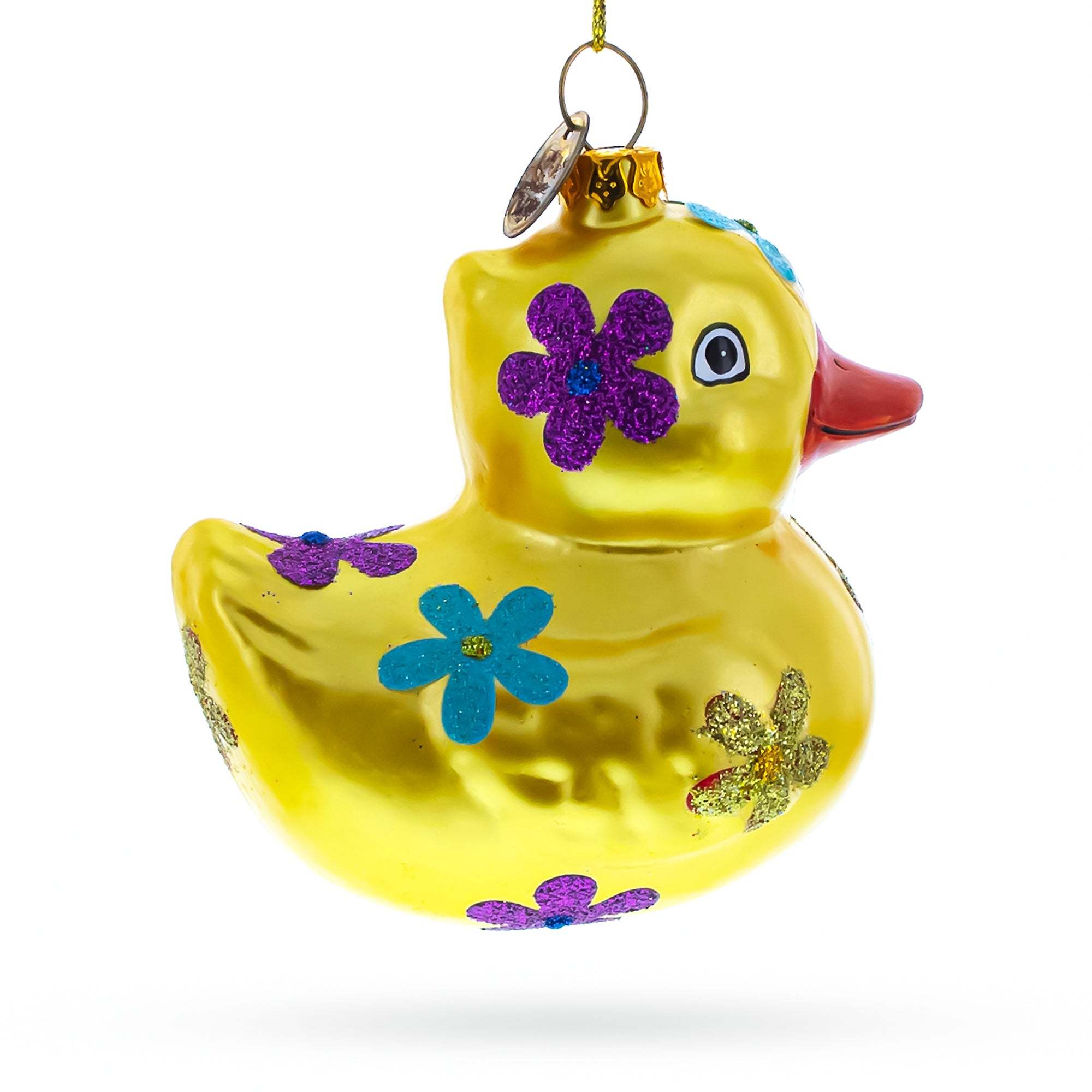 Cheerful Yellow Duck - Blown Glass Christmas Ornament