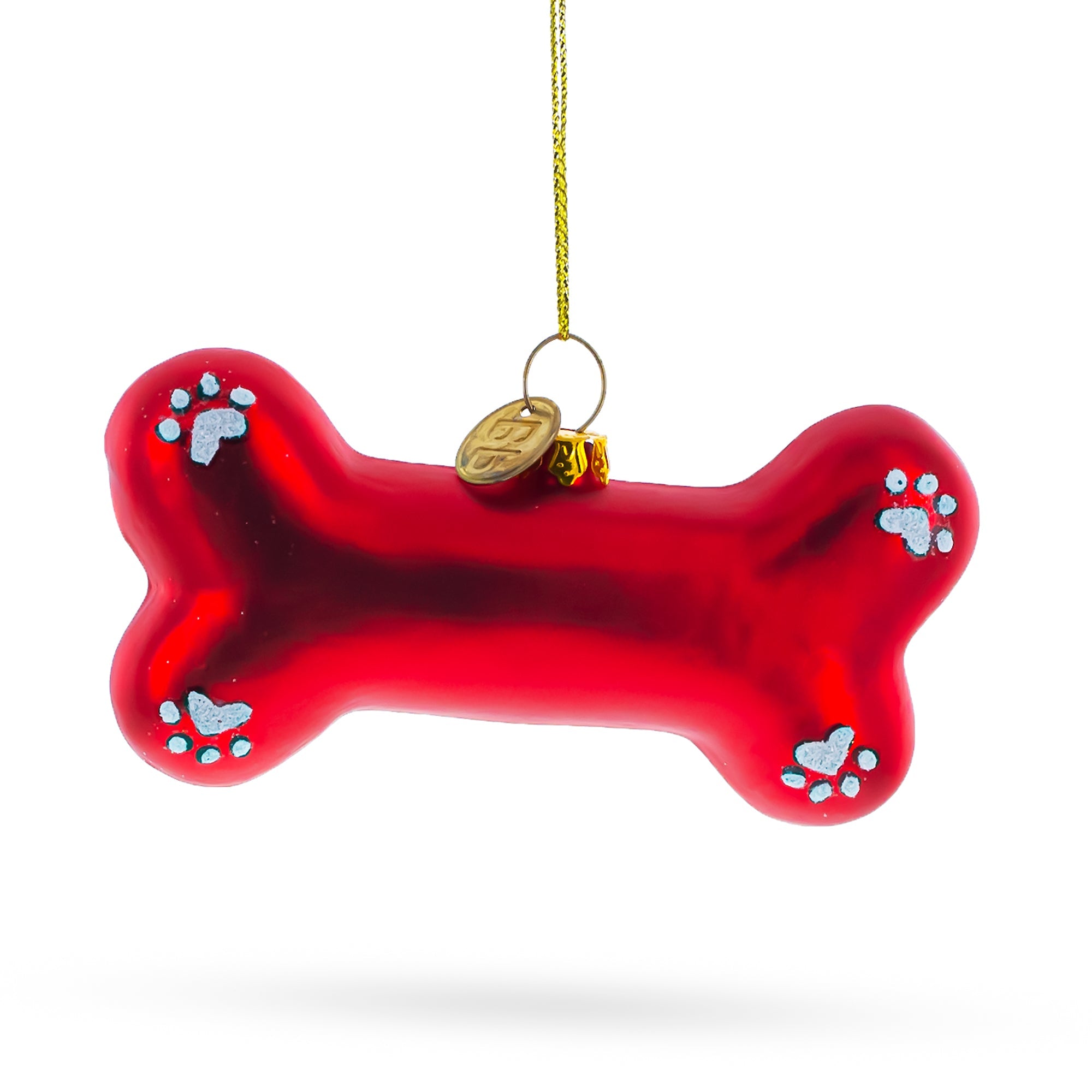 Ruby Red Bone-shaped - Blown Glass Christmas Ornament