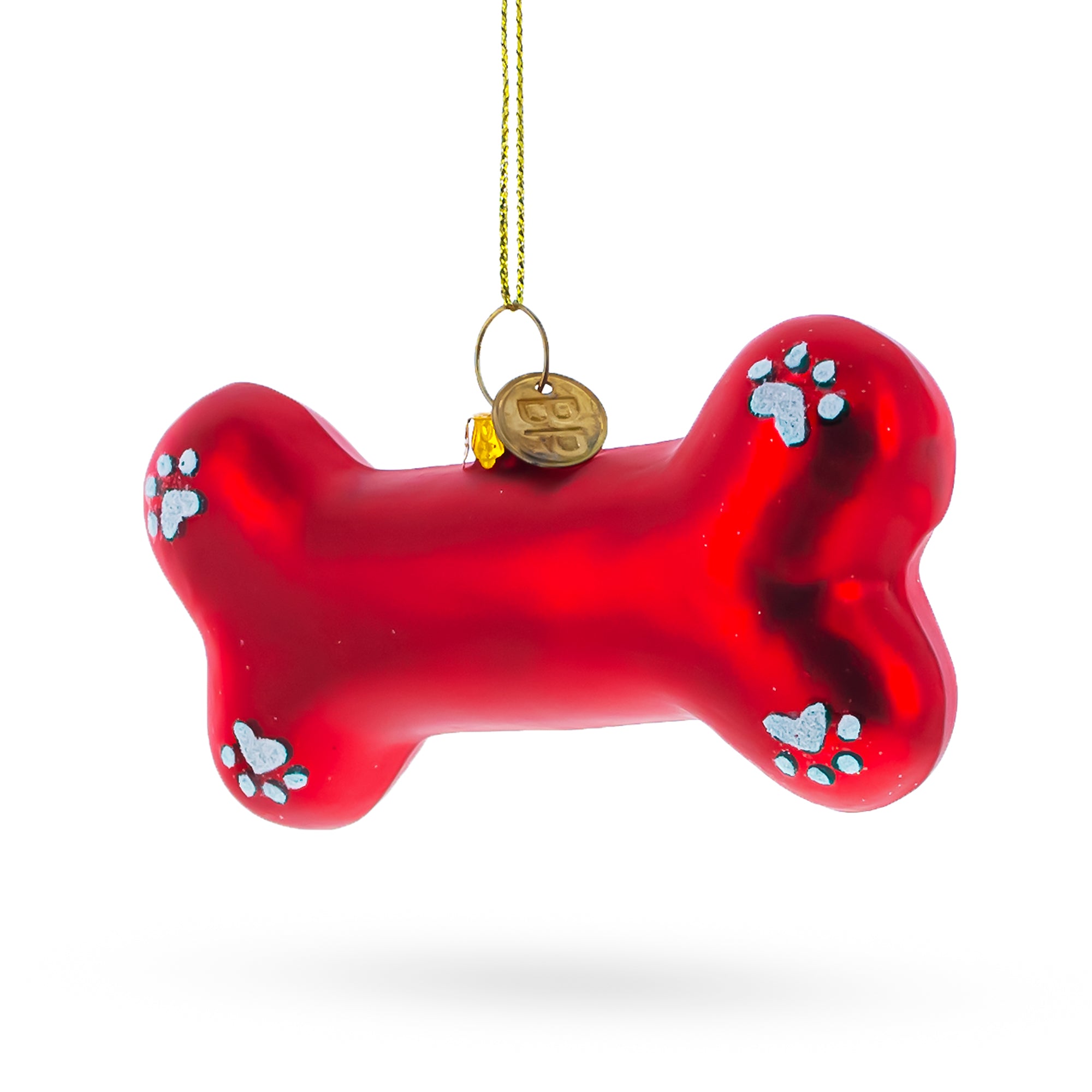 Ruby Red Bone-shaped - Blown Glass Christmas Ornament