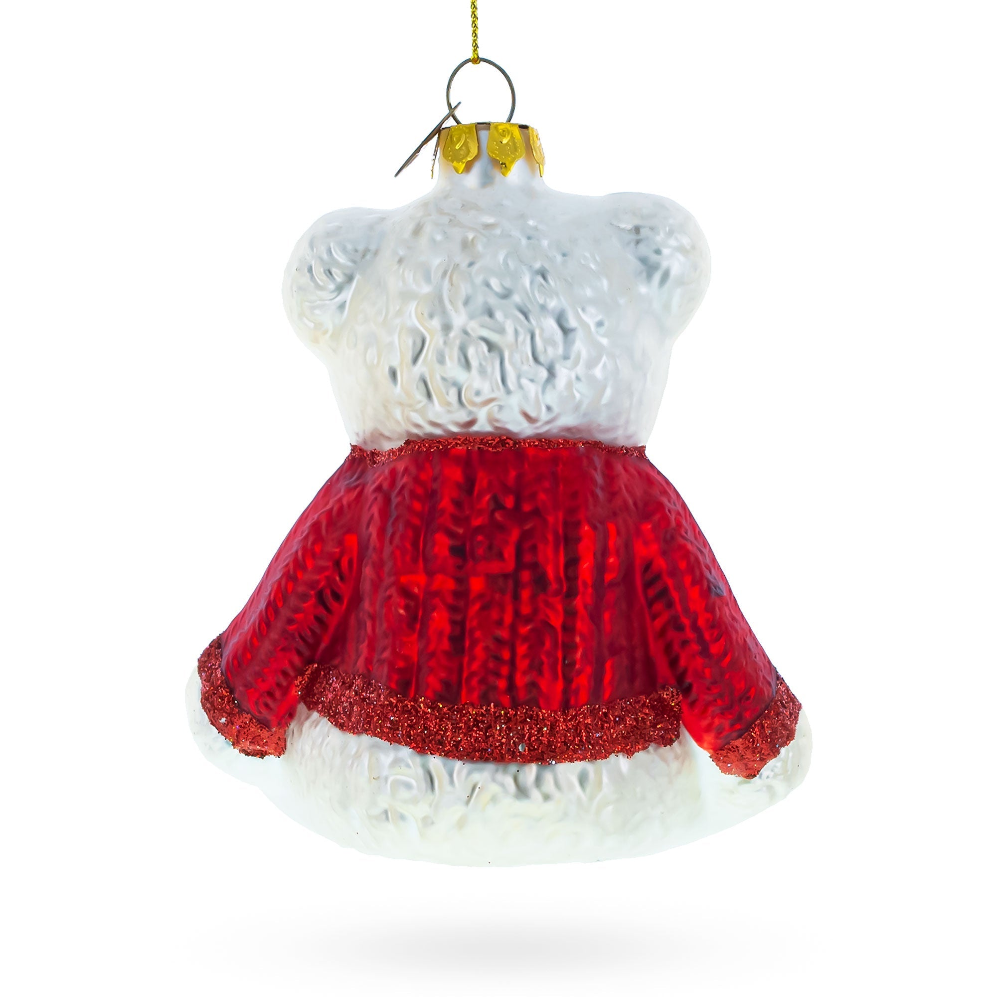 Cozy Sweater-clad Teddy Bear - Blown Glass Christmas Ornament