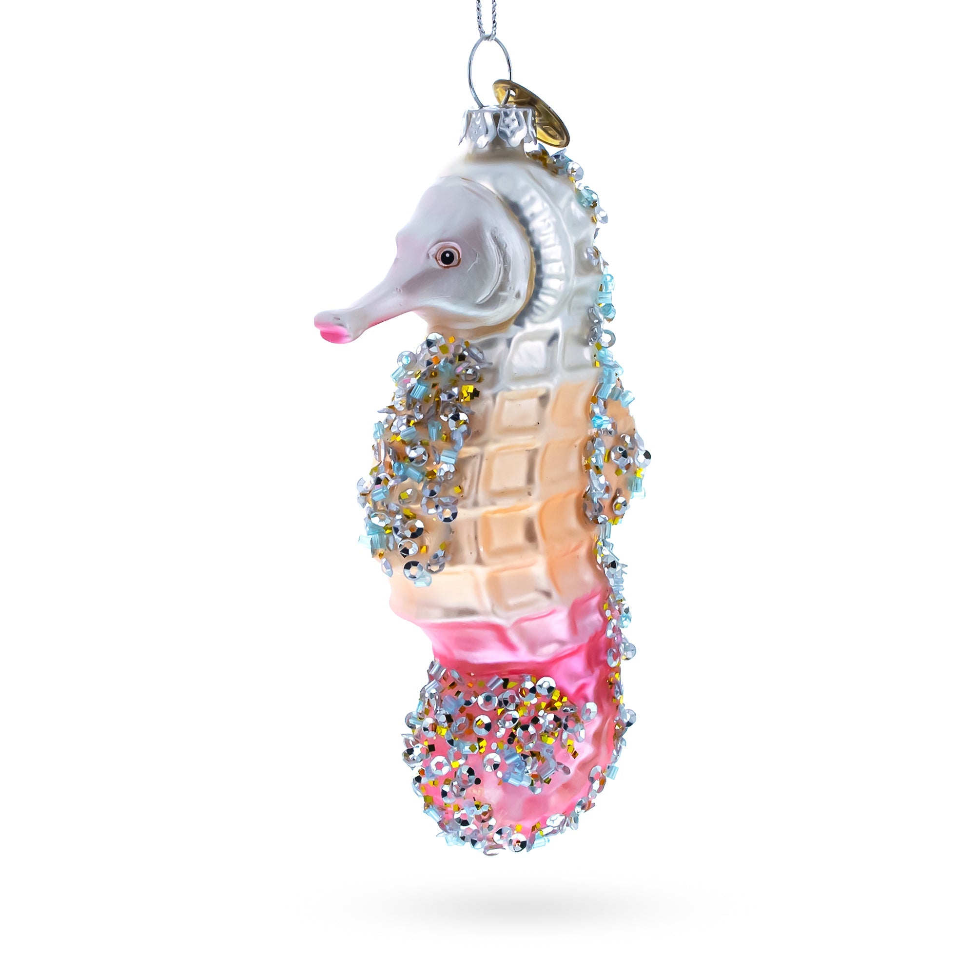 Elegant Seahorse - Blown Glass Christmas Ornament