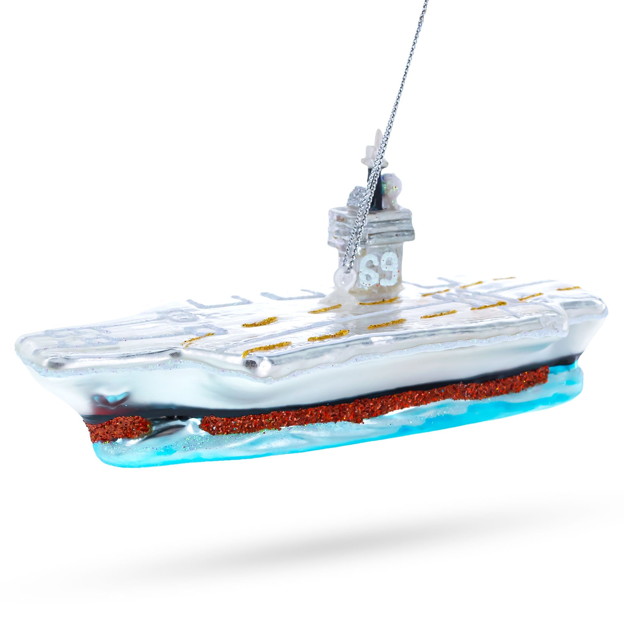 Aircraft Carrier - Blown Glass Christmas Ornament