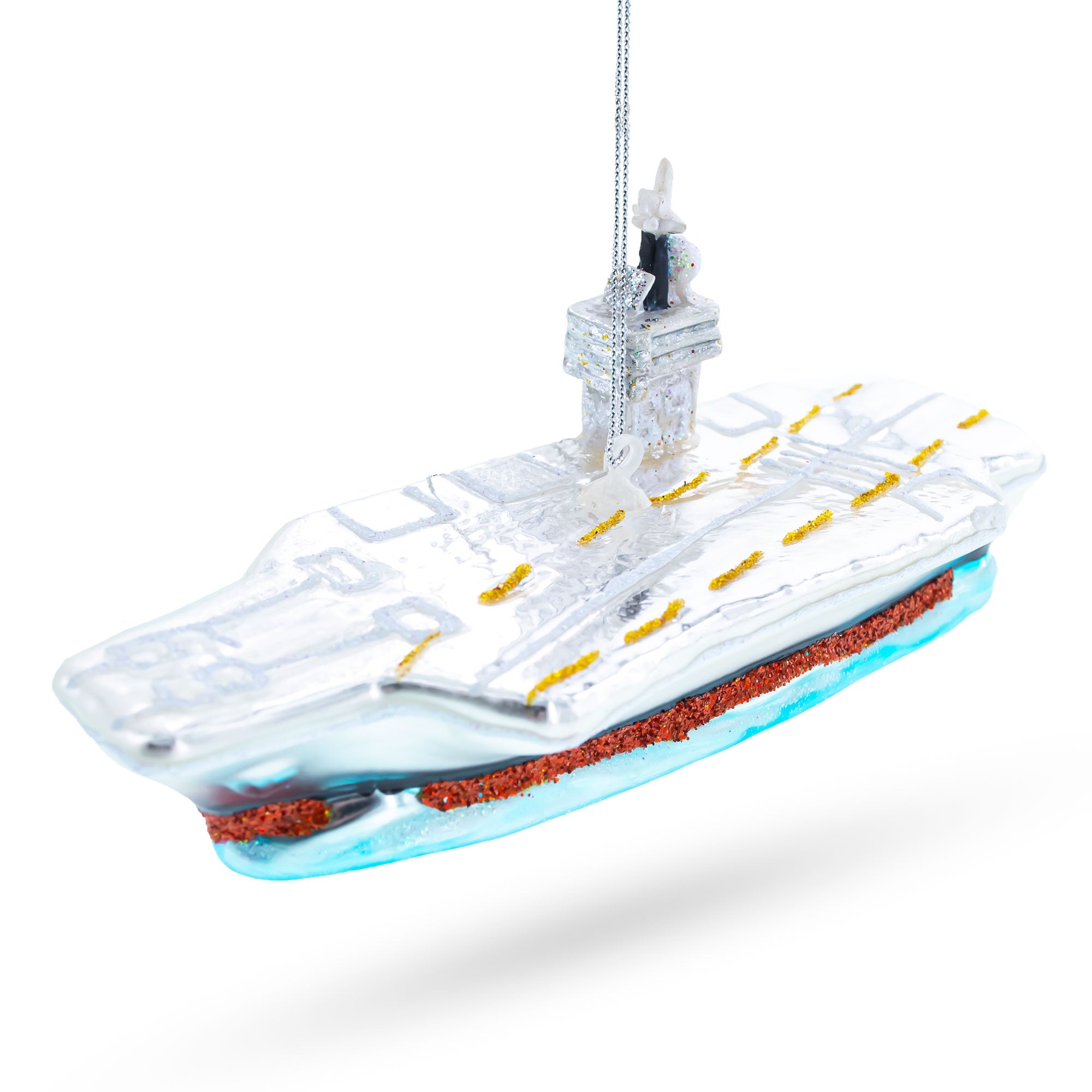 Aircraft Carrier - Blown Glass Christmas Ornament