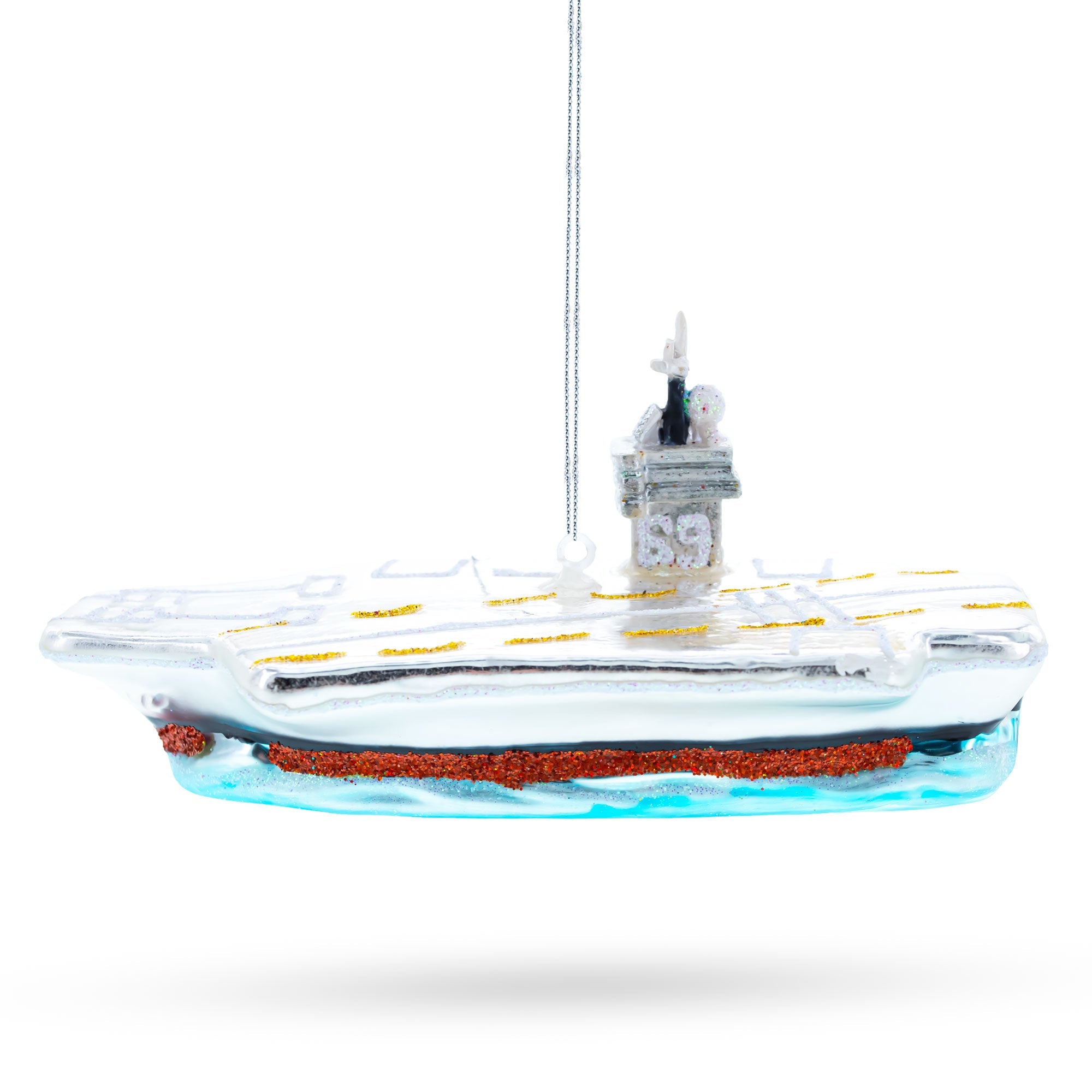 Aircraft Carrier - Blown Glass Christmas Ornament