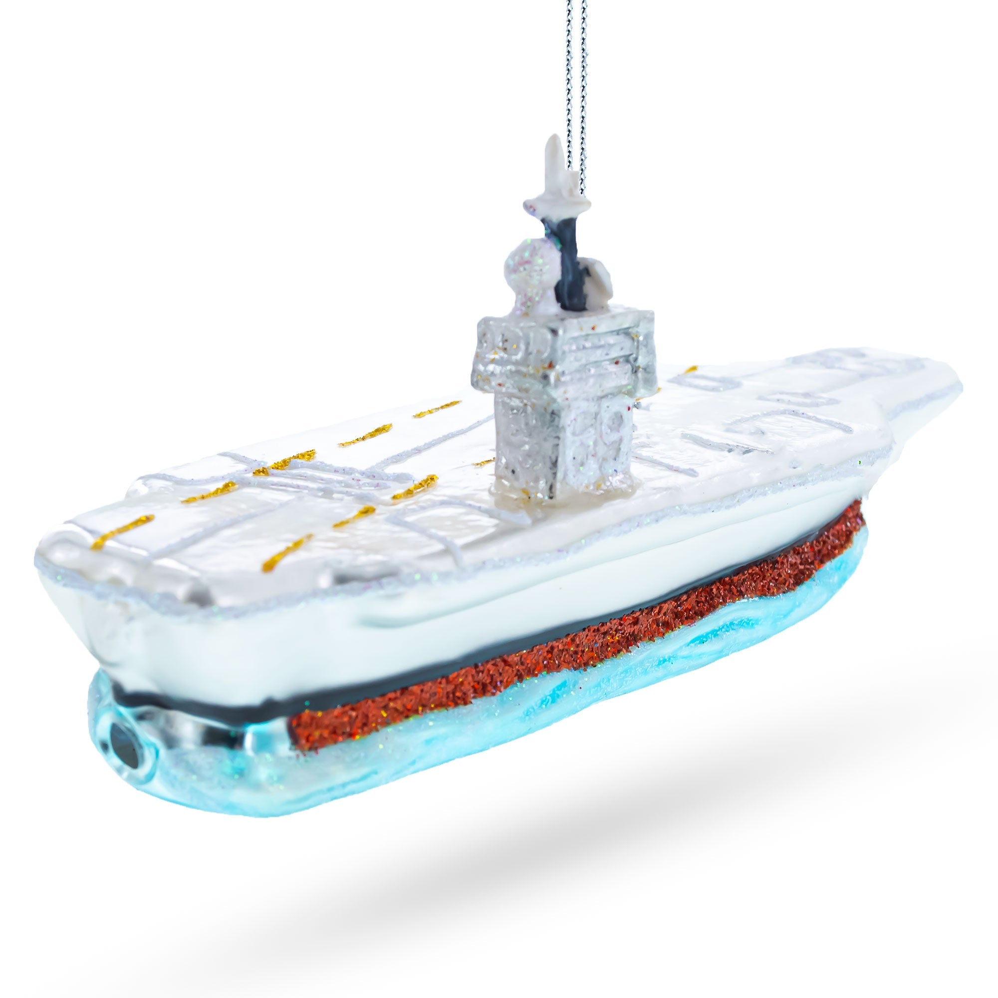 Aircraft Carrier - Blown Glass Christmas Ornament