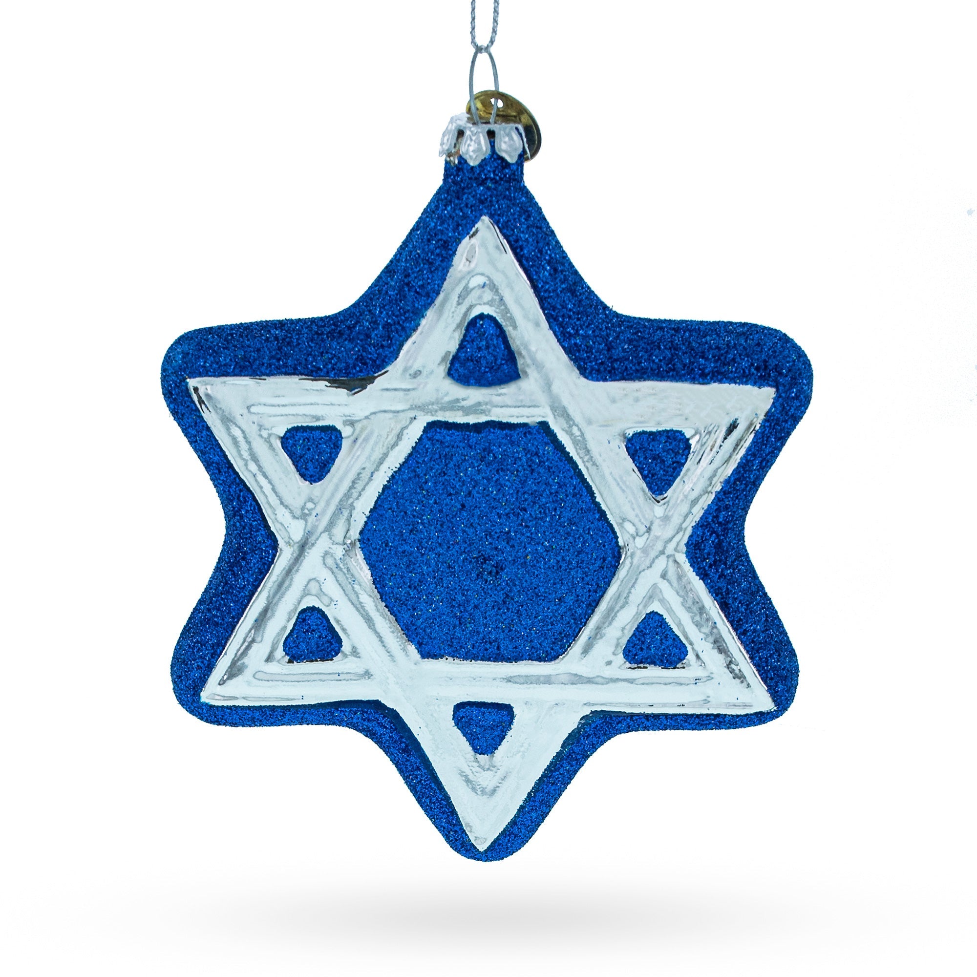 Jewish Star Of David - Blown Glass Christmas Ornament