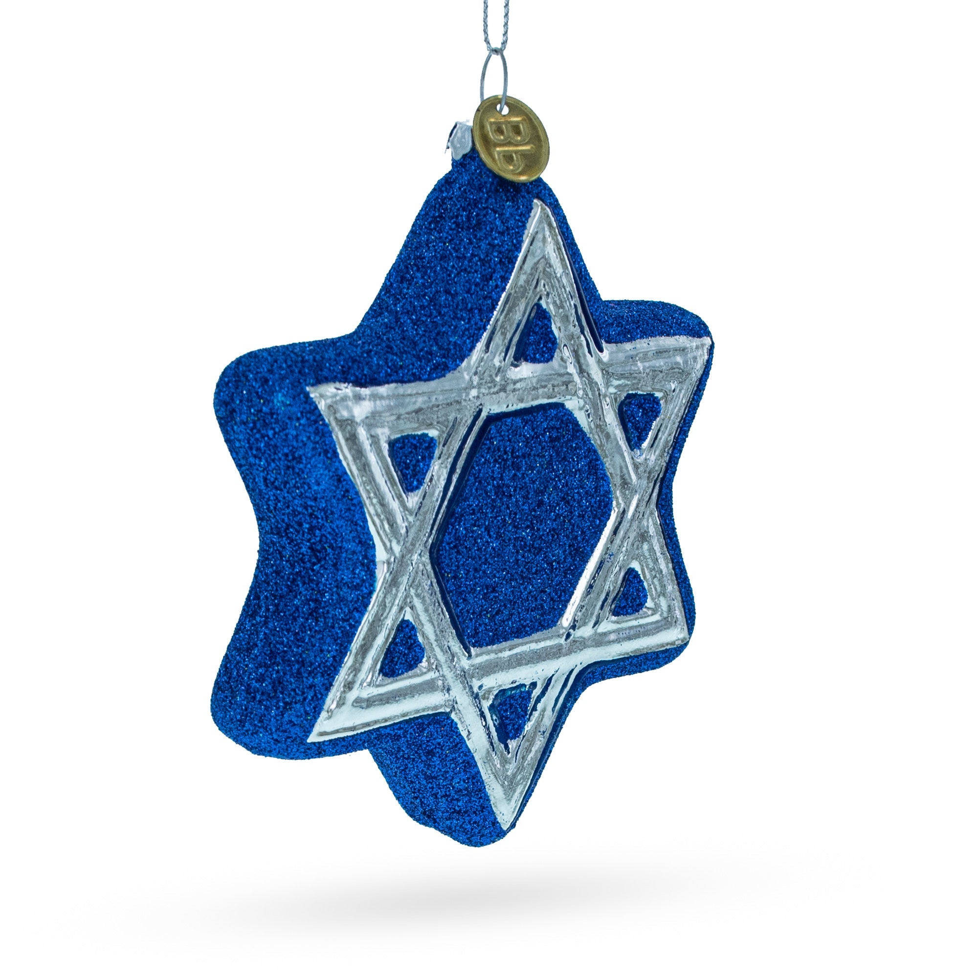 Jewish Star Of David - Blown Glass Christmas Ornament