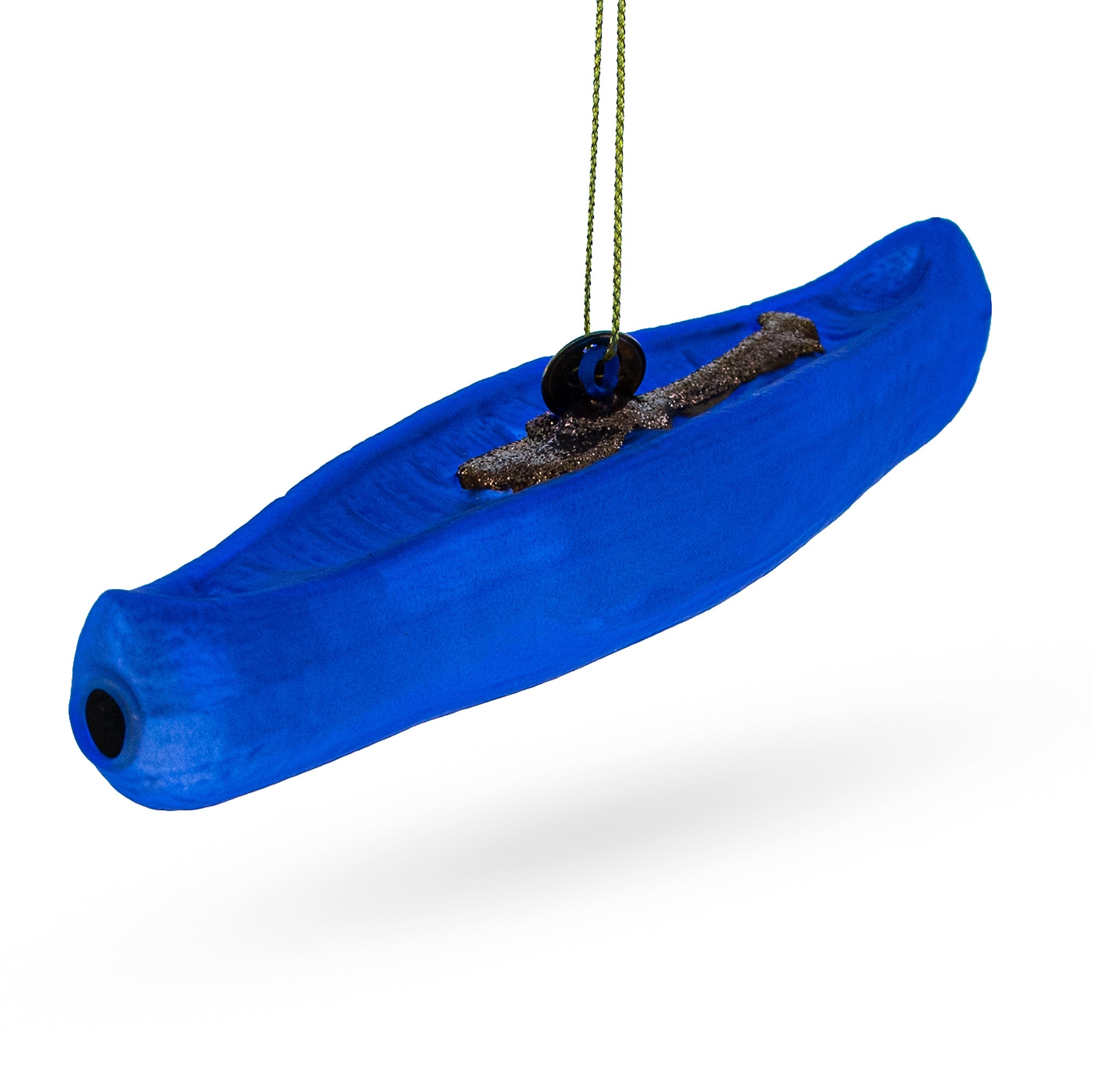 Blue Canoe - Blown Glass Christmas Ornament