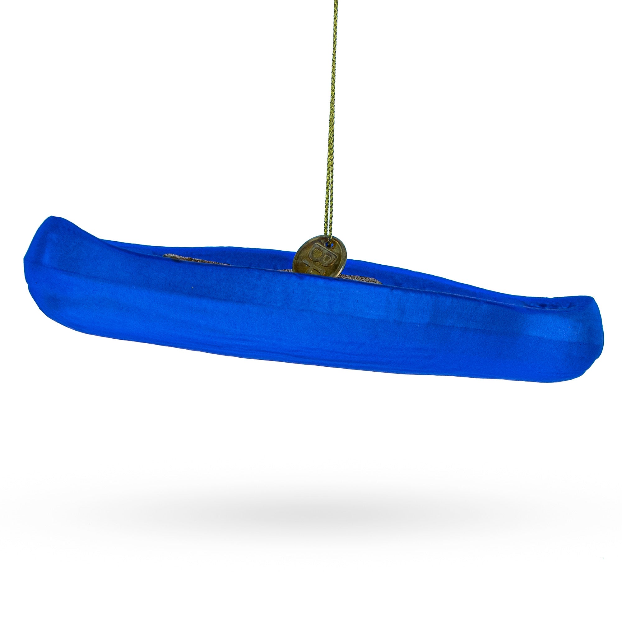 Blue Canoe - Blown Glass Christmas Ornament