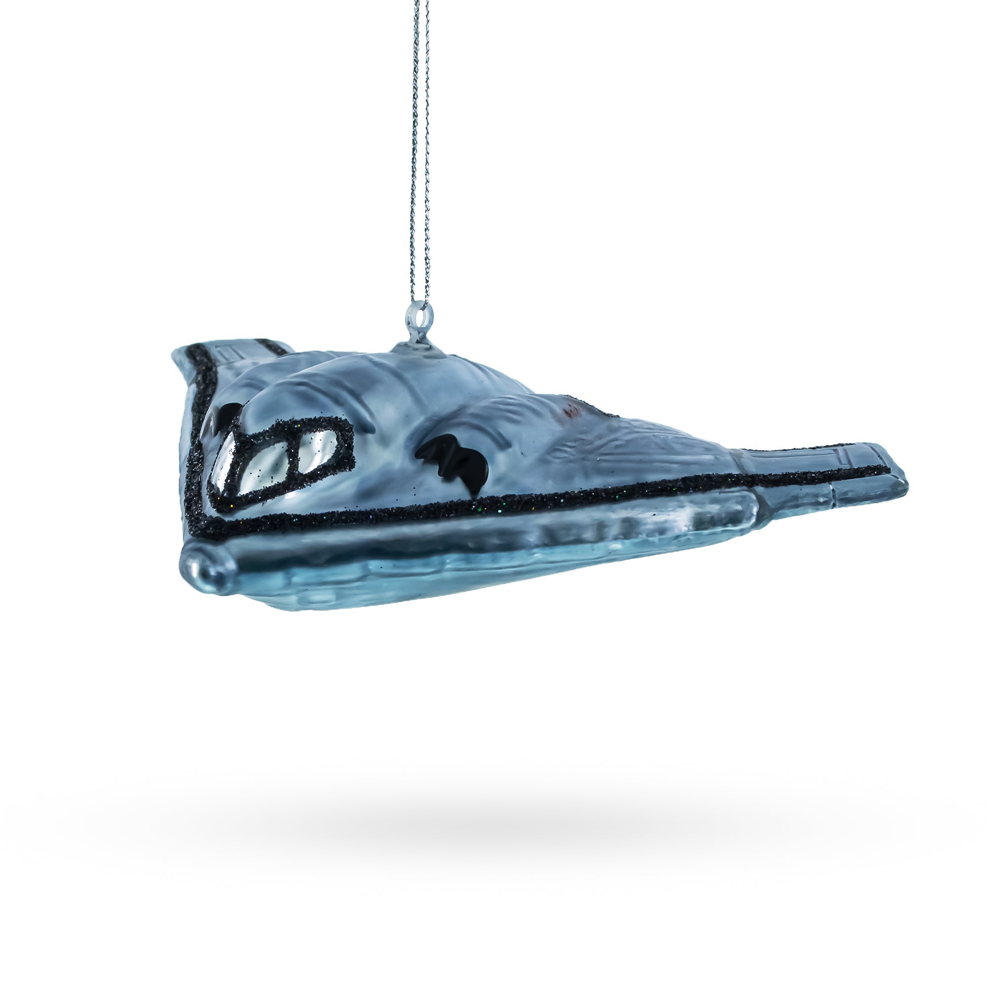 Sleek Stealth Bomber B-2 - Blown Glass Christmas Ornament