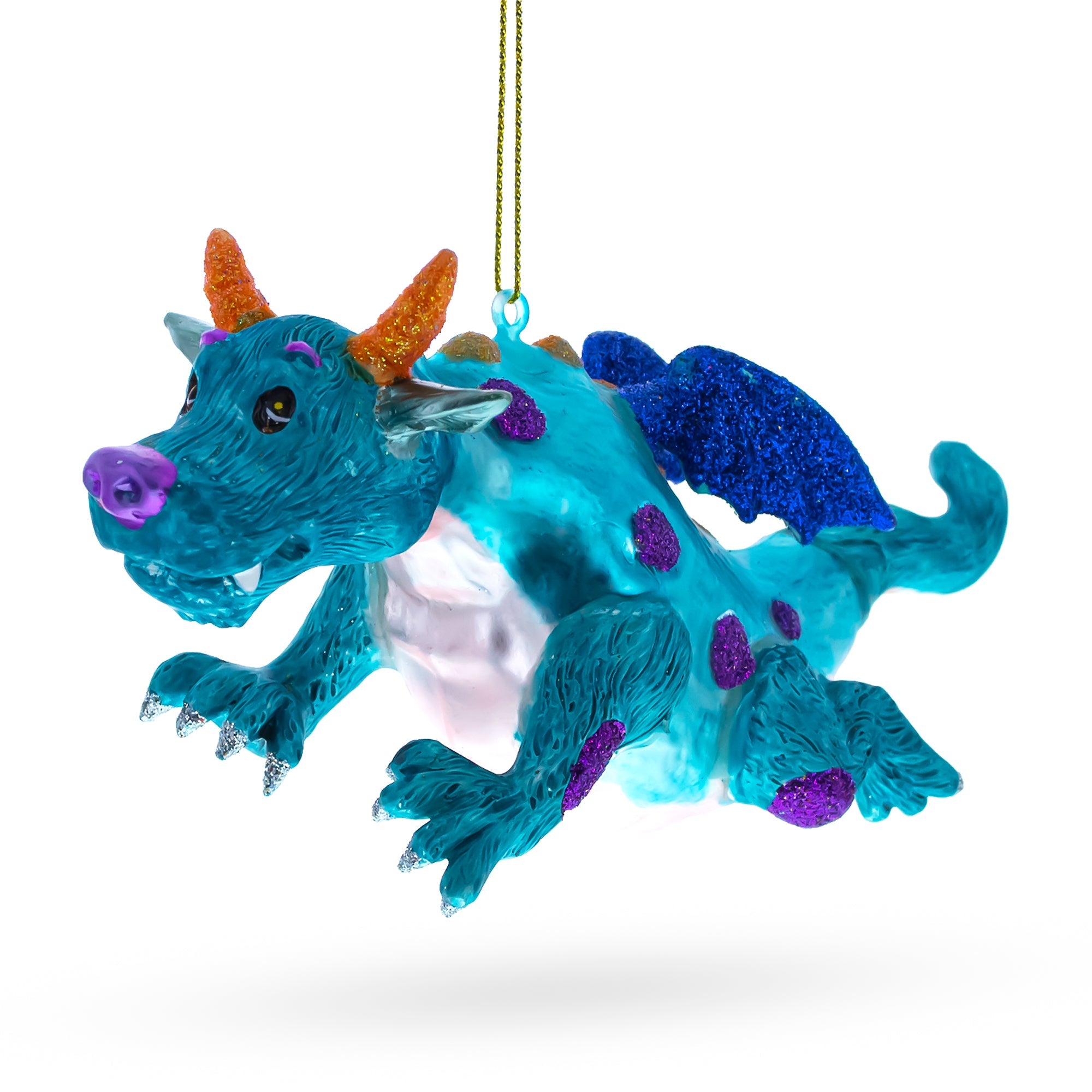 Majestic Flying Dragon - Blown Glass Christmas Ornament