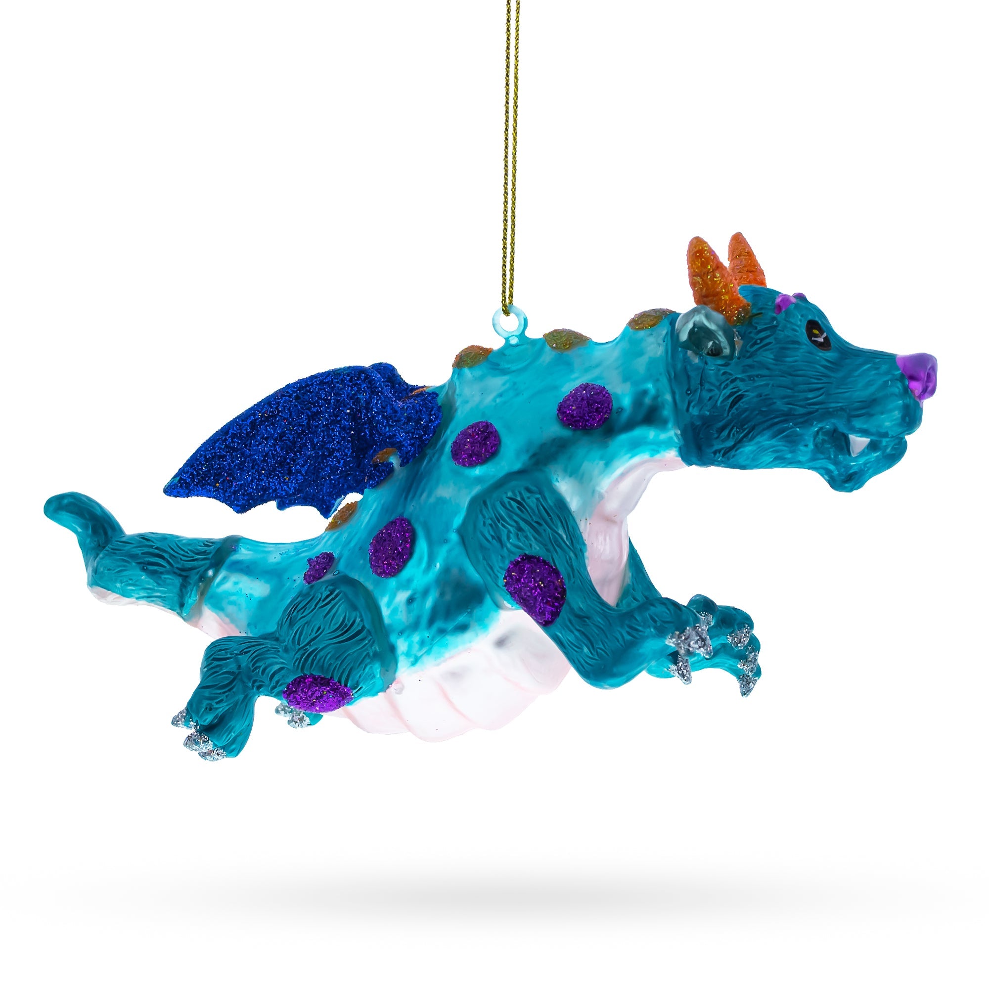 Majestic Flying Dragon - Blown Glass Christmas Ornament