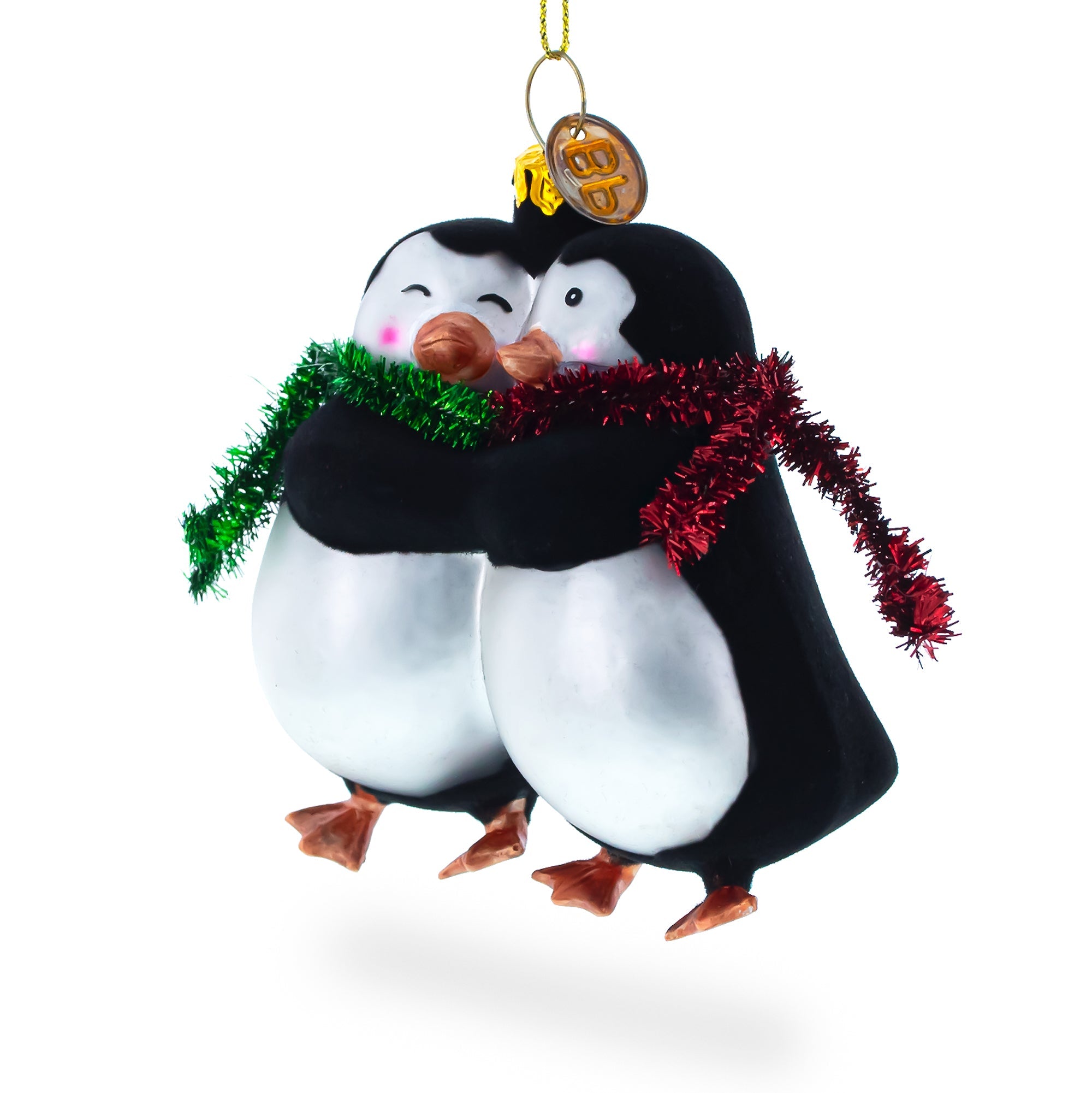 Romantic Penguin Couple In Love - Handcrafted Blown Glass Christmas Ornament