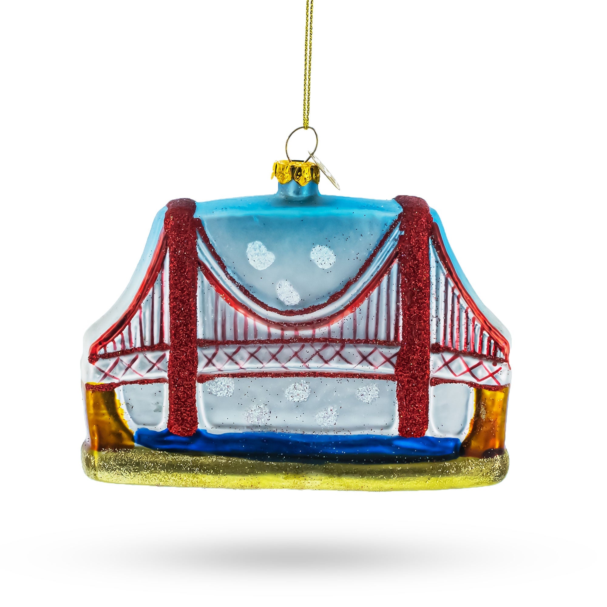 Iconic Golden Gate Bridge, San Francisco, California Bridge - Blown Glass Christmas Ornament