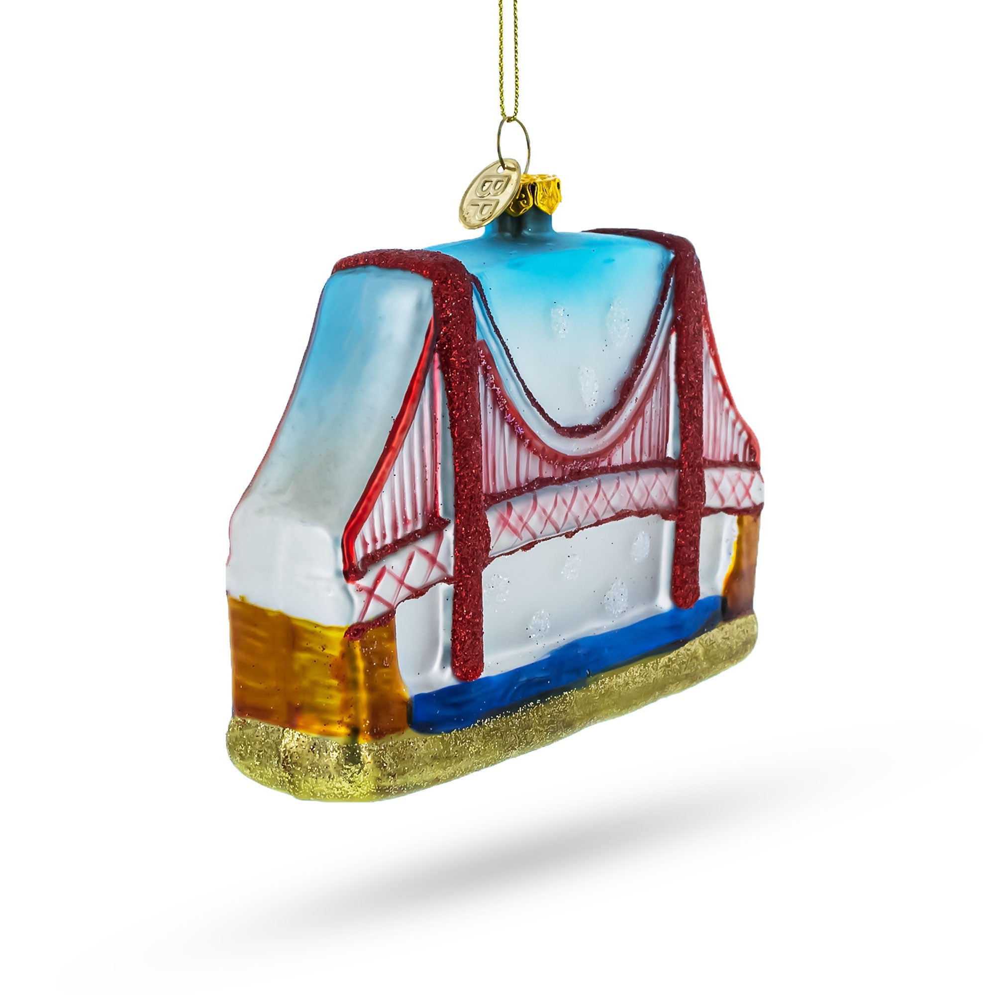 Iconic Golden Gate Bridge, San Francisco, California Bridge - Blown Glass Christmas Ornament