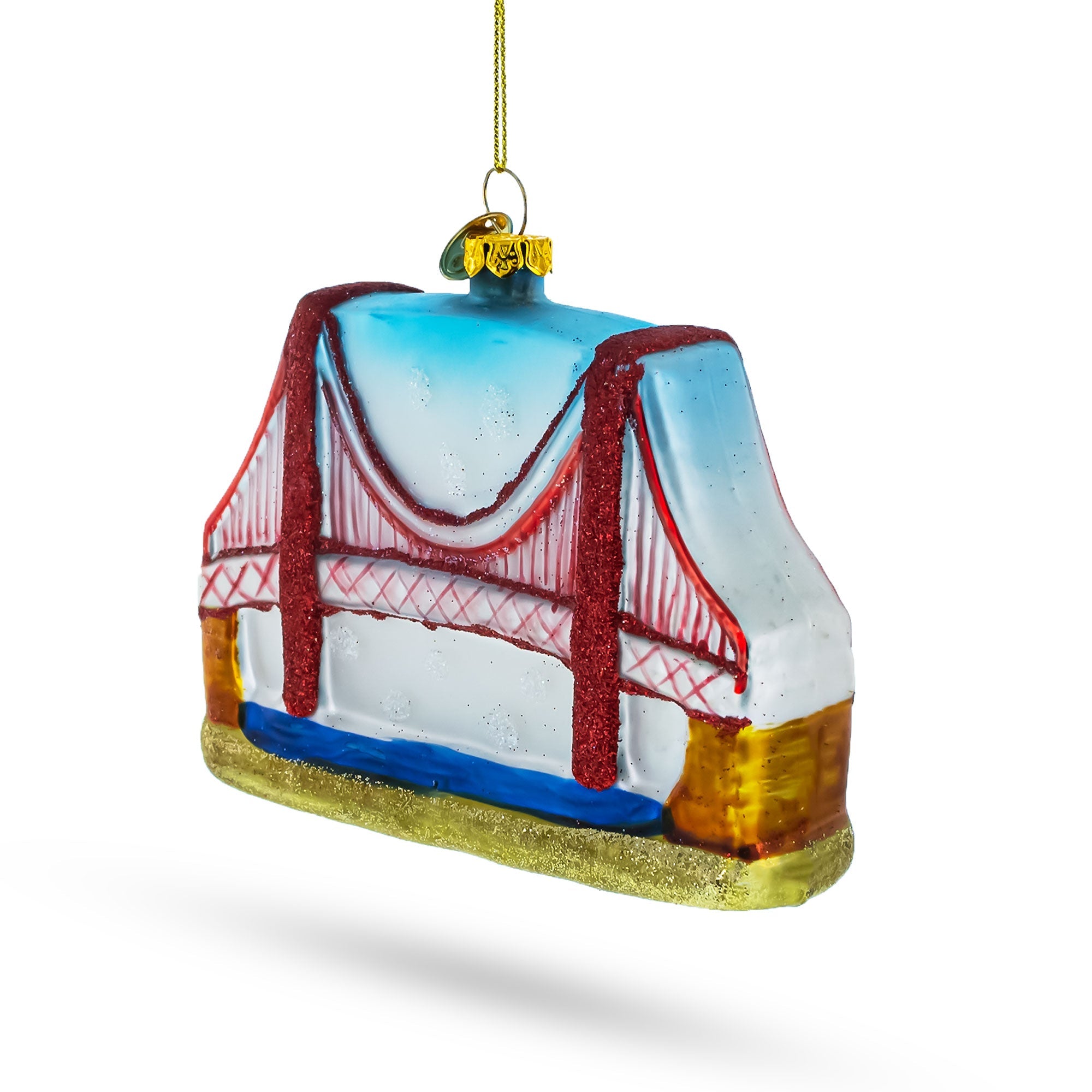 Iconic Golden Gate Bridge, San Francisco, California Bridge - Blown Glass Christmas Ornament