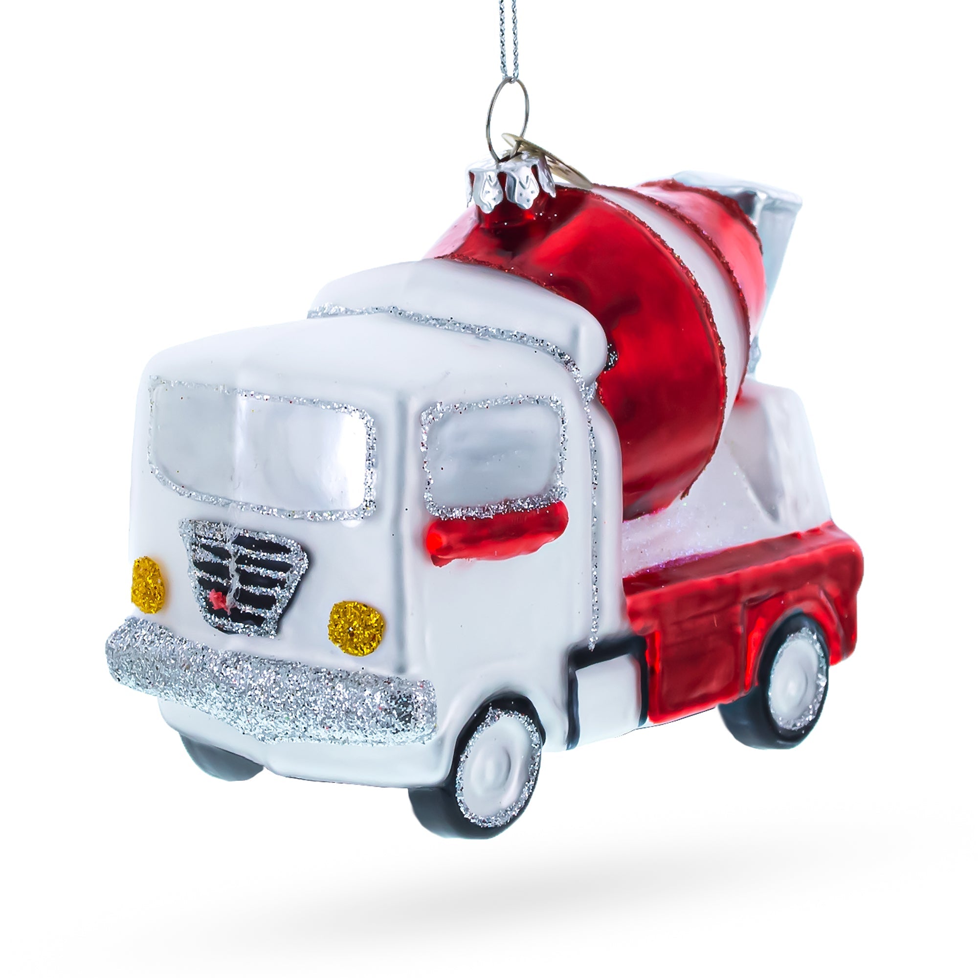 Rugged Concrete Mixer - Blown Glass Christmas Ornament