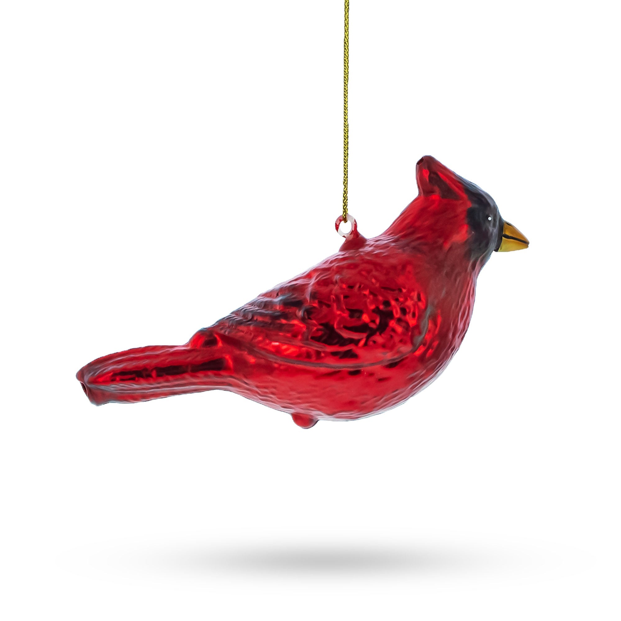 Vibrant Red Cardinal - Blown Glass Christmas Ornament