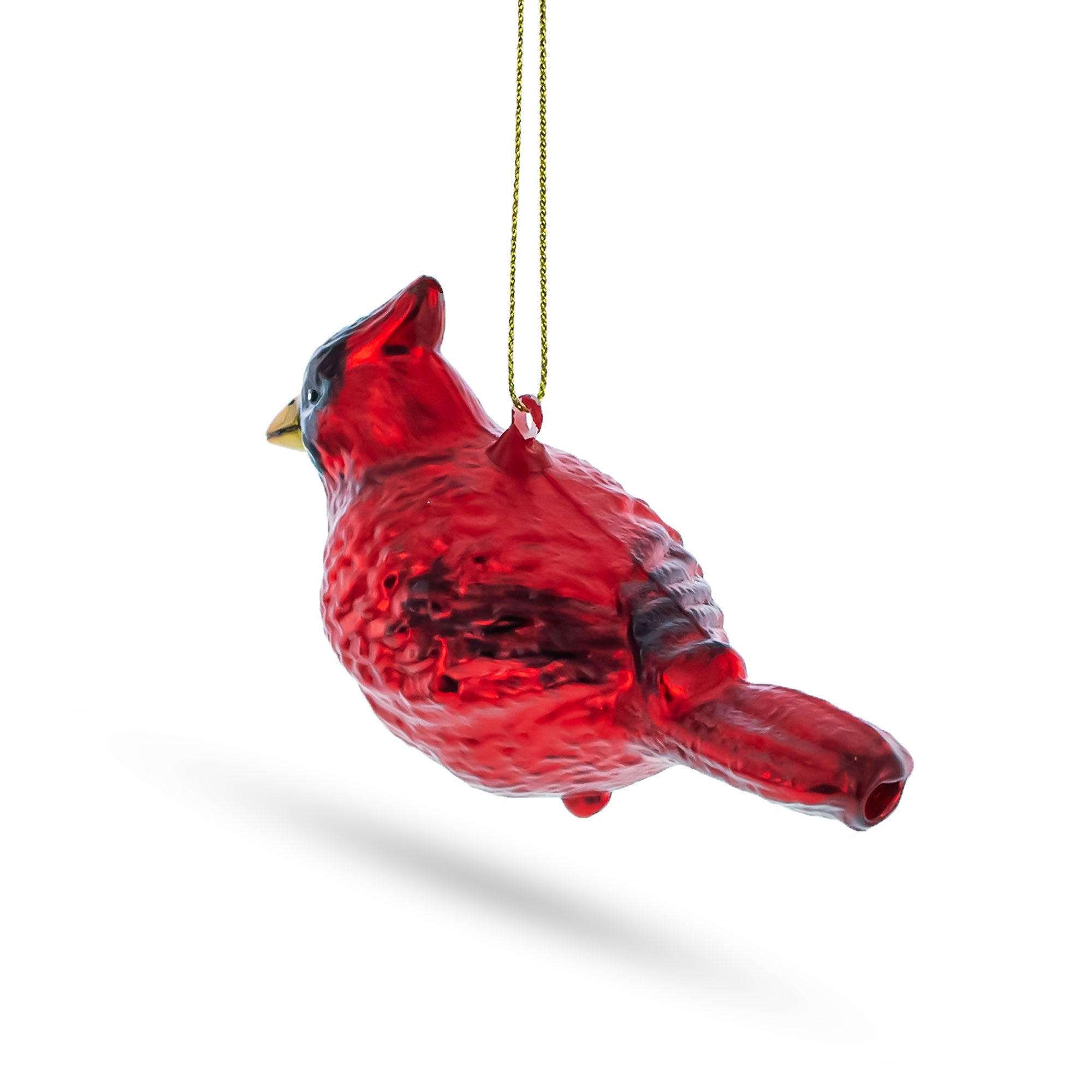 Vibrant Red Cardinal - Blown Glass Christmas Ornament