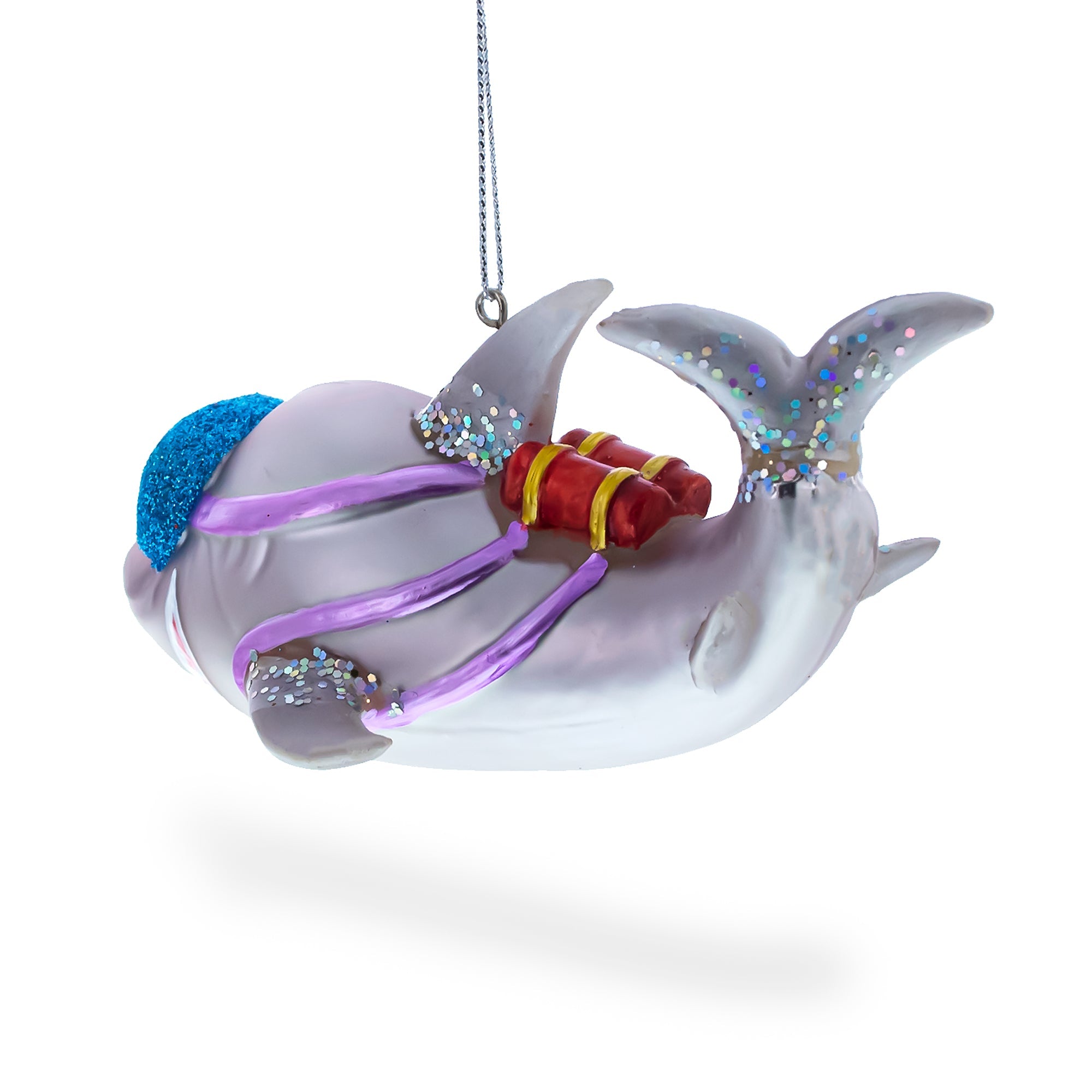 Adventurous Snorkeling Shark - Blown Glass Christmas Ornament