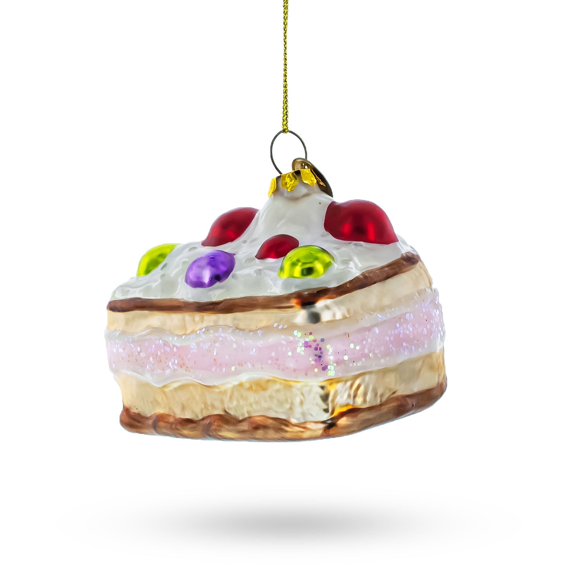 Delectable Cherry Cake Food - Blown Glass Christmas Ornament