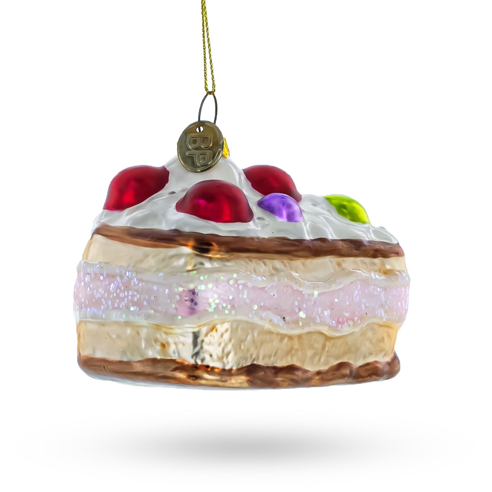 Delectable Cherry Cake Food - Blown Glass Christmas Ornament