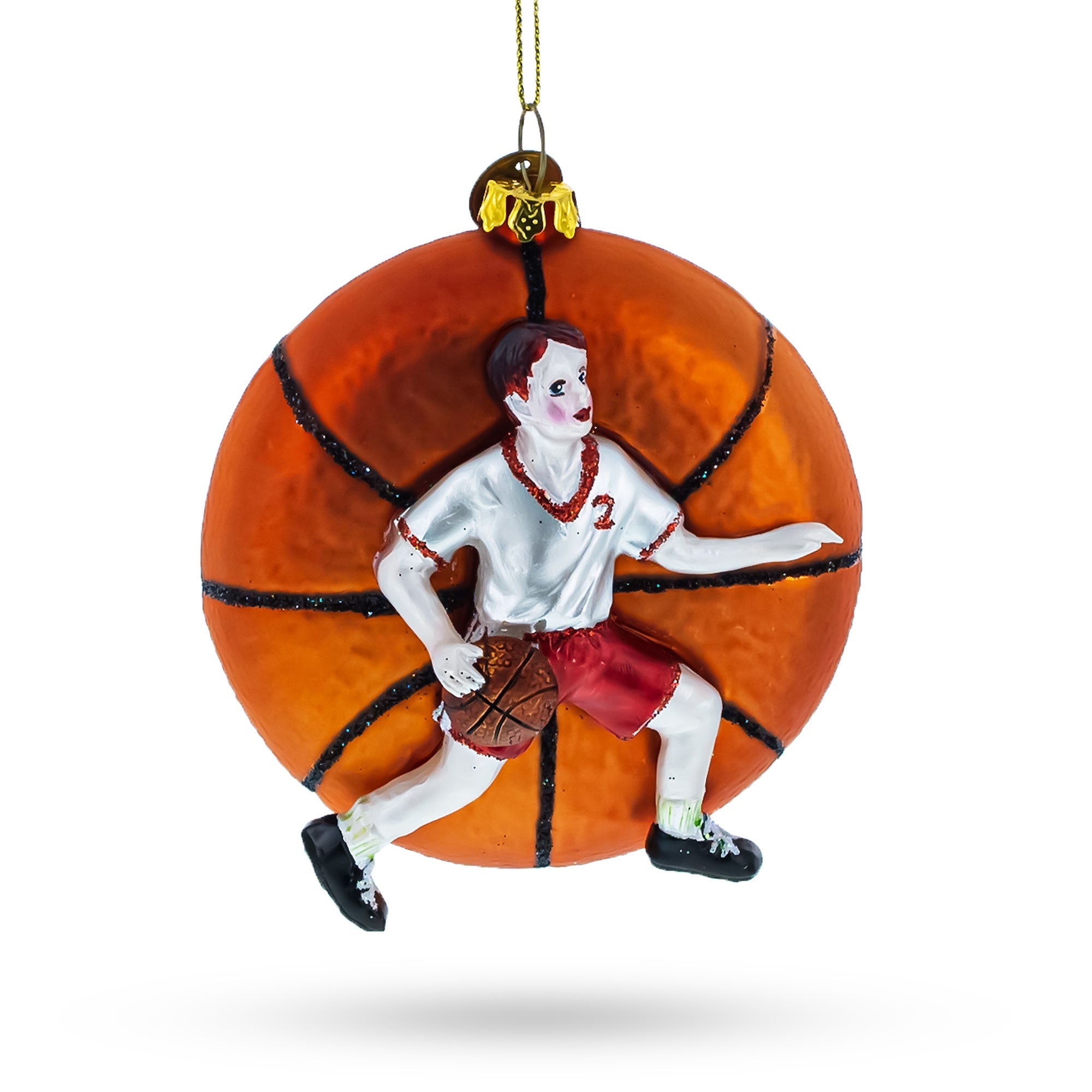 Slam Dunk Basketball Player - Blown Glass Christmas Ornament