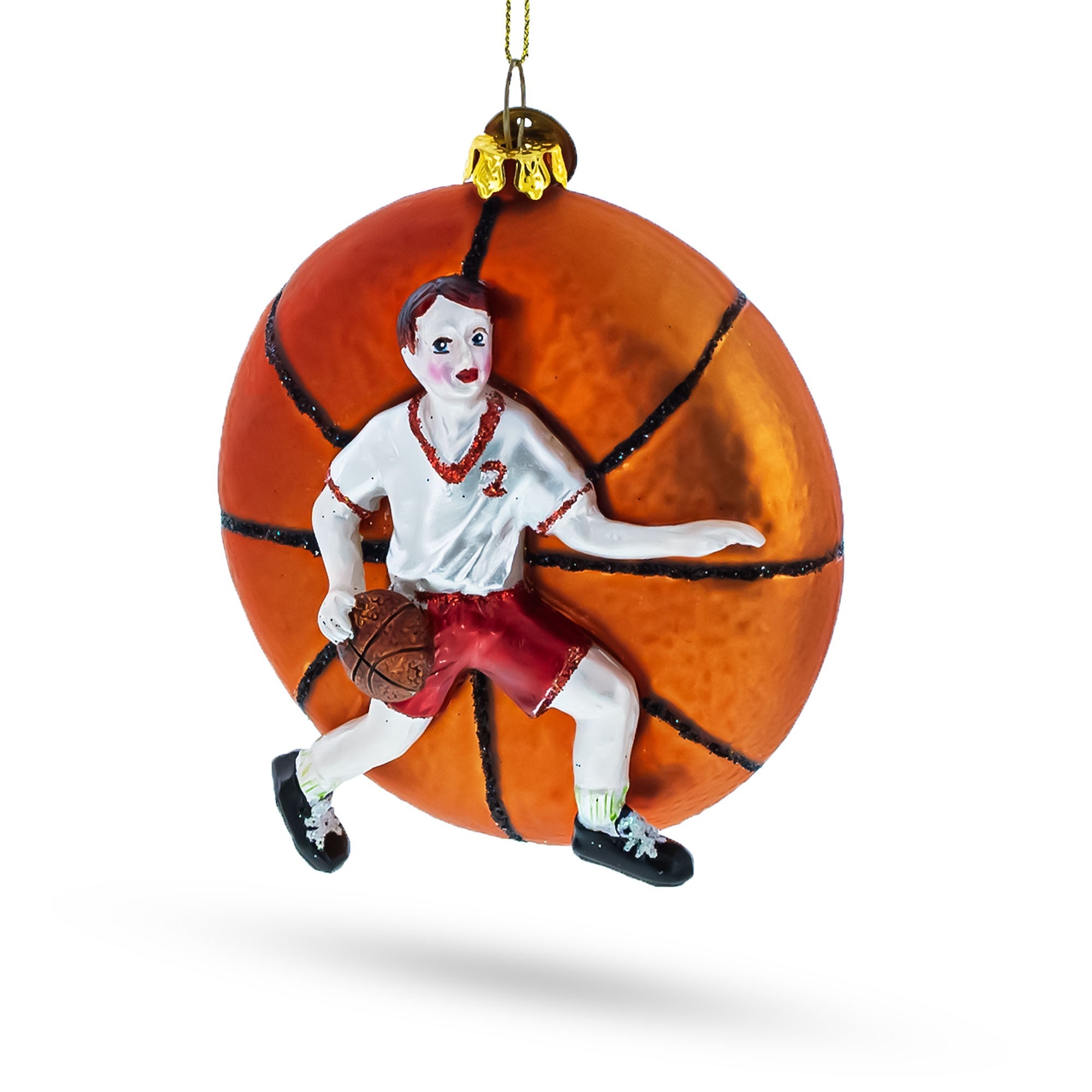 Slam Dunk Basketball Player - Blown Glass Christmas Ornament