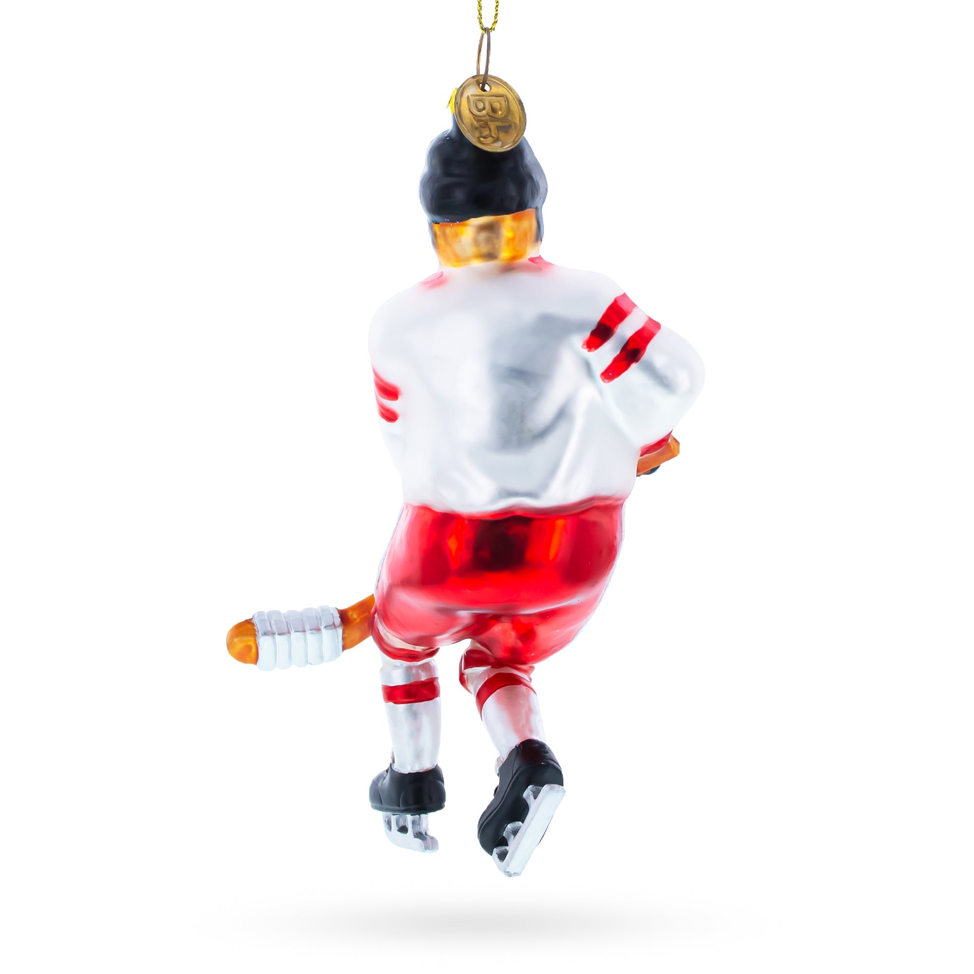 Skilled Hockey Player - Blown Glass Christmas Ornament